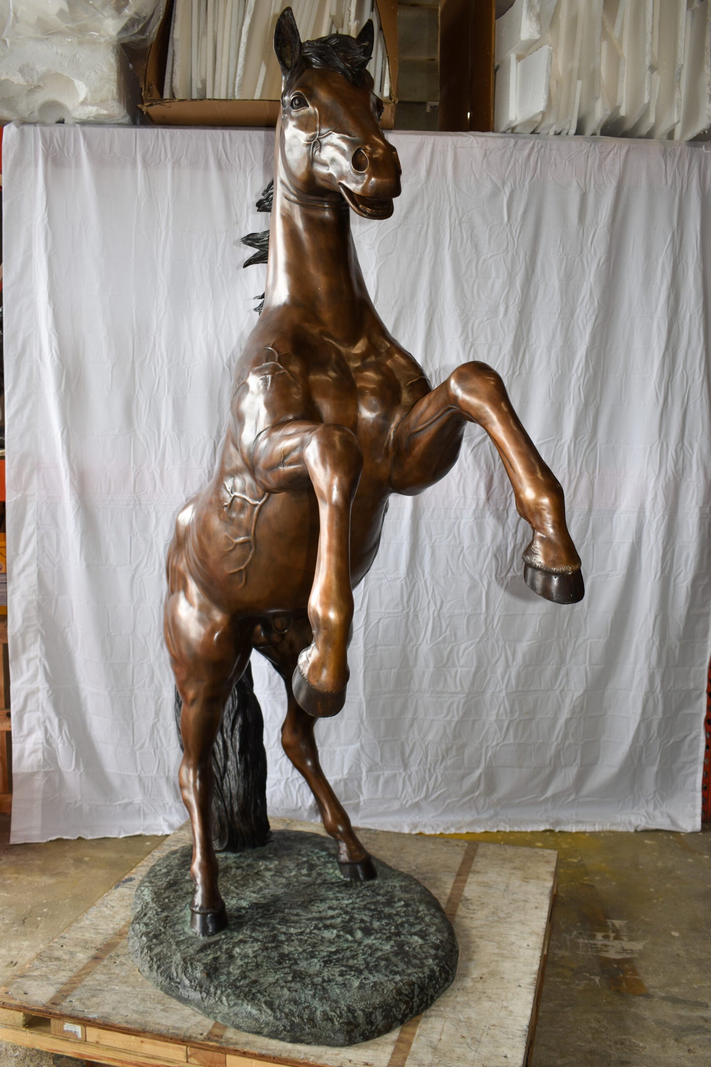 Graceful Life-Sized Horse on Hind Legs Bronze Statue Size: 72" x 34" x 88"H