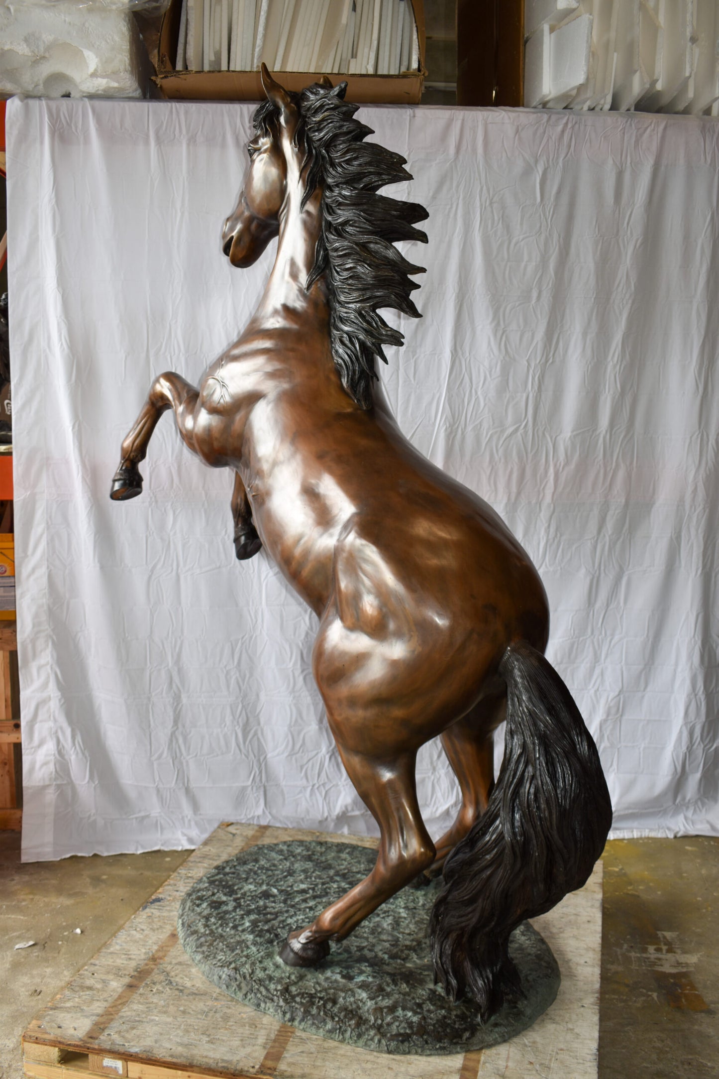 Graceful Life-Sized Horse on Hind Legs Bronze Statue Size: 72" x 34" x 88"H