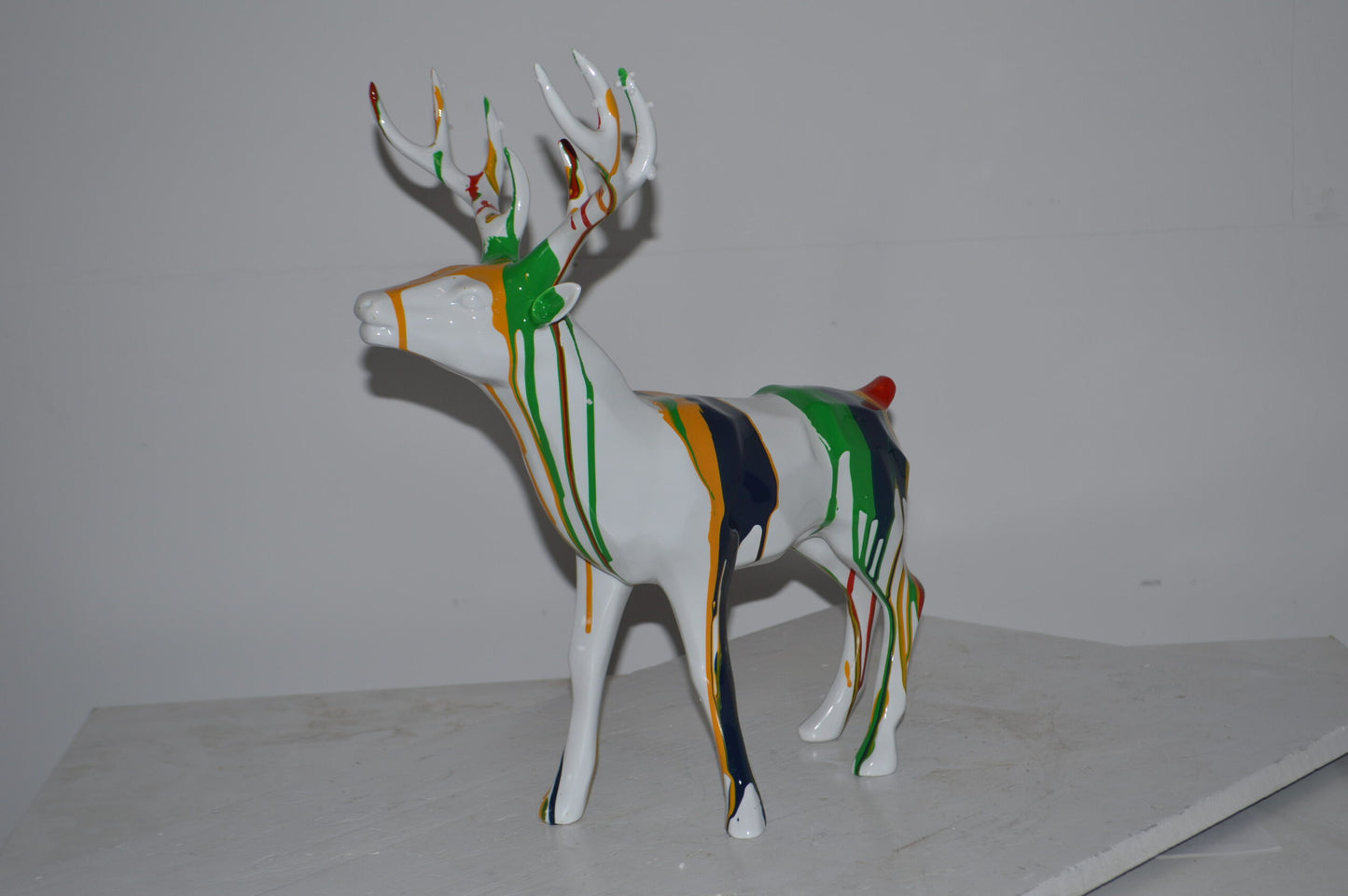 Modern Art colorful Deer Resin Statue - Size: 17"L x 11"W x 18"H.