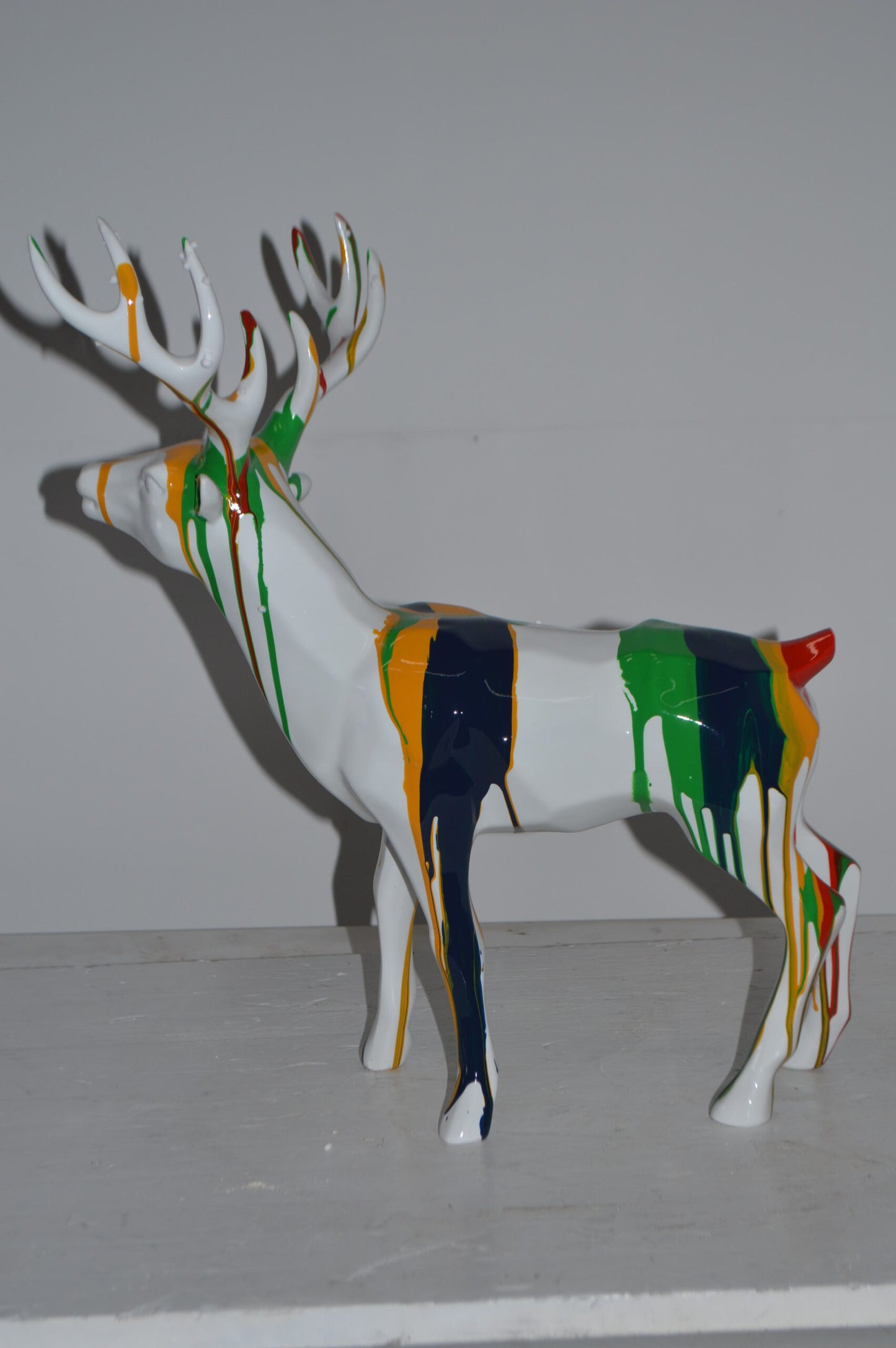Modern Art colorful Deer Resin Statue - Size: 17"L x 11"W x 18"H.