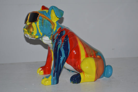Modern art Bulldog with Sunglasses Resin Statue - Size: 16"L x 9"W x 14"H.