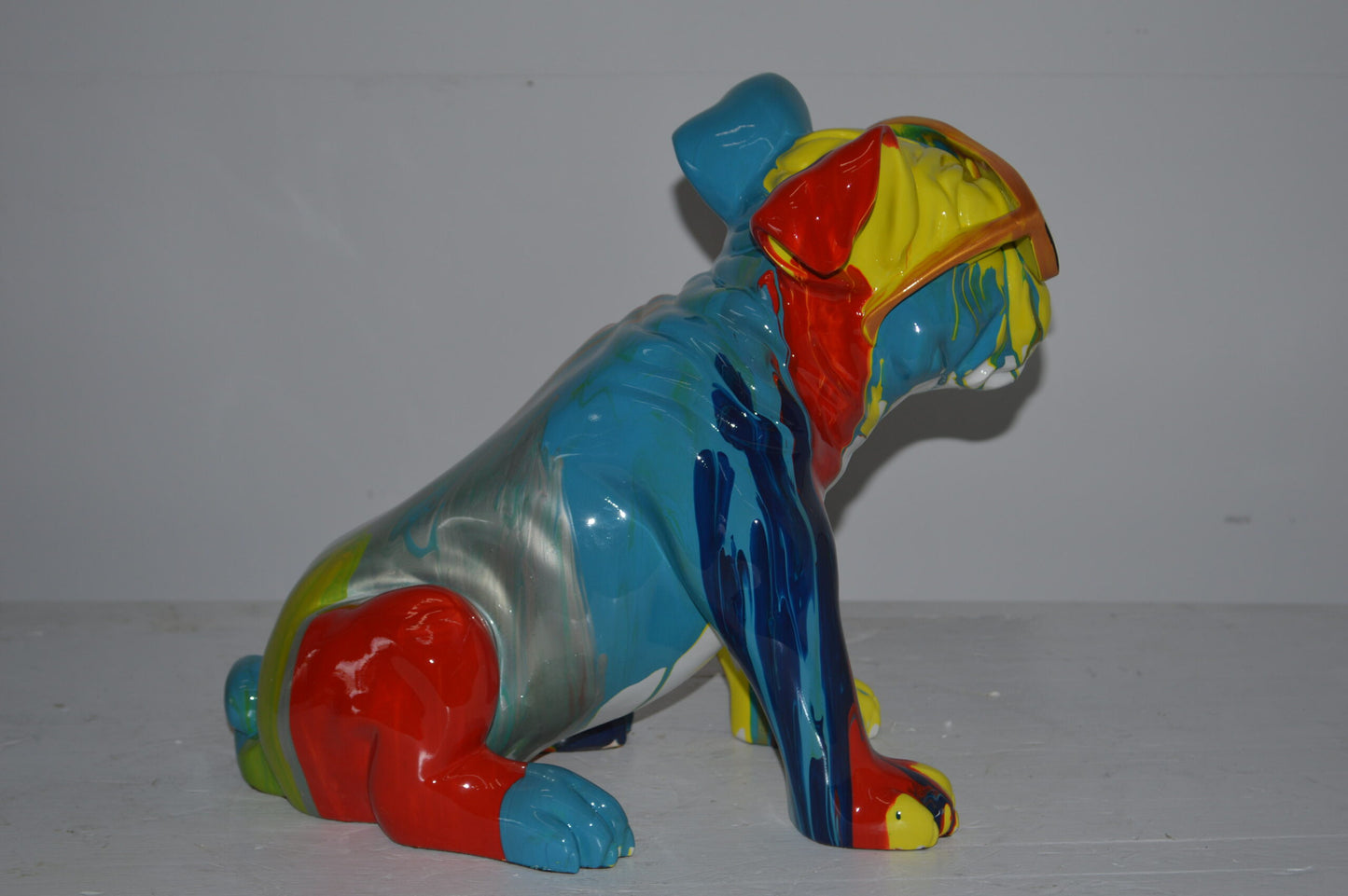 Modern art Bulldog with Sunglasses Resin Statue - Size: 16"L x 9"W x 14"H.