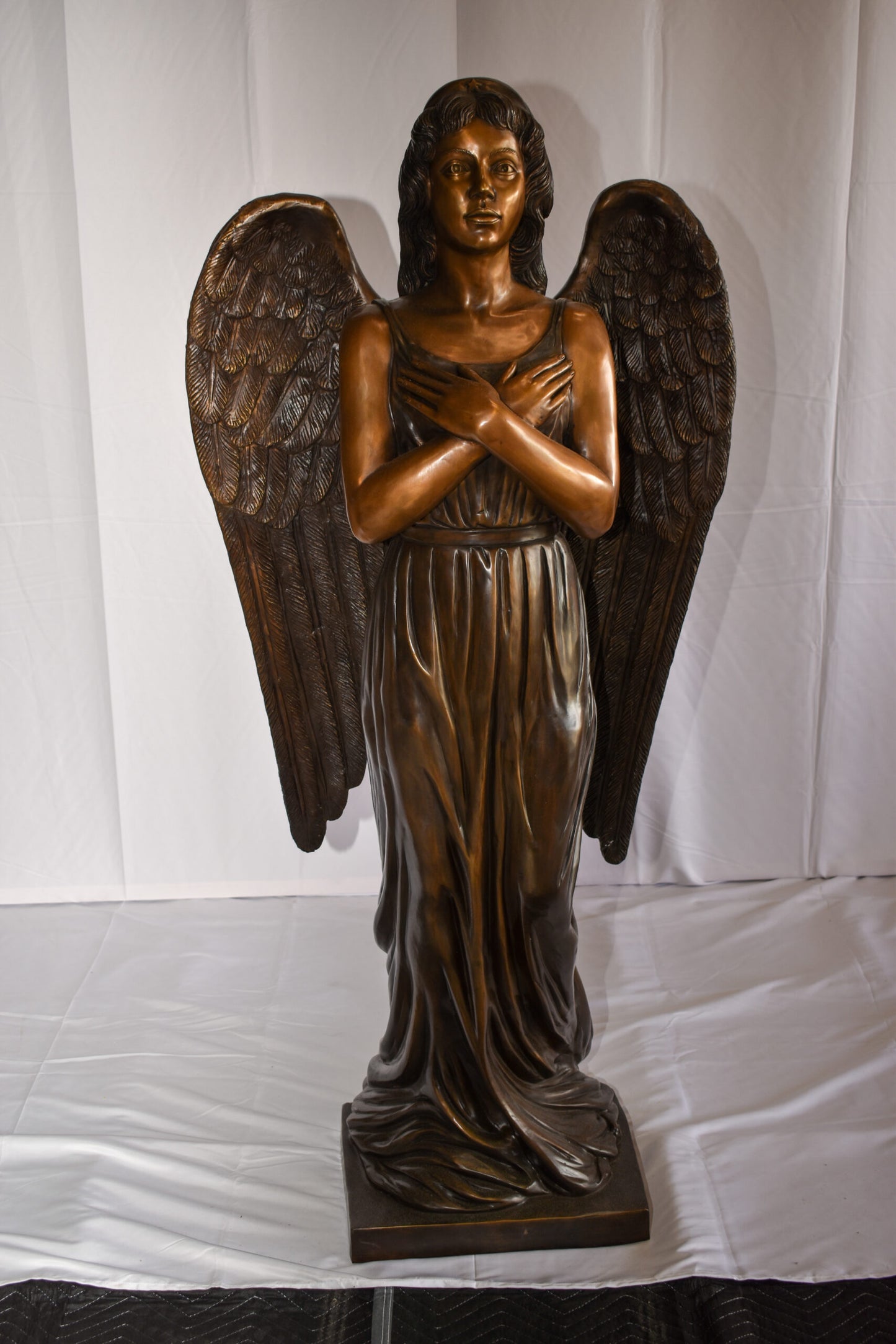 Angel Standing with her hands folded bronze Statue Size: 29" x 16" x 63"H