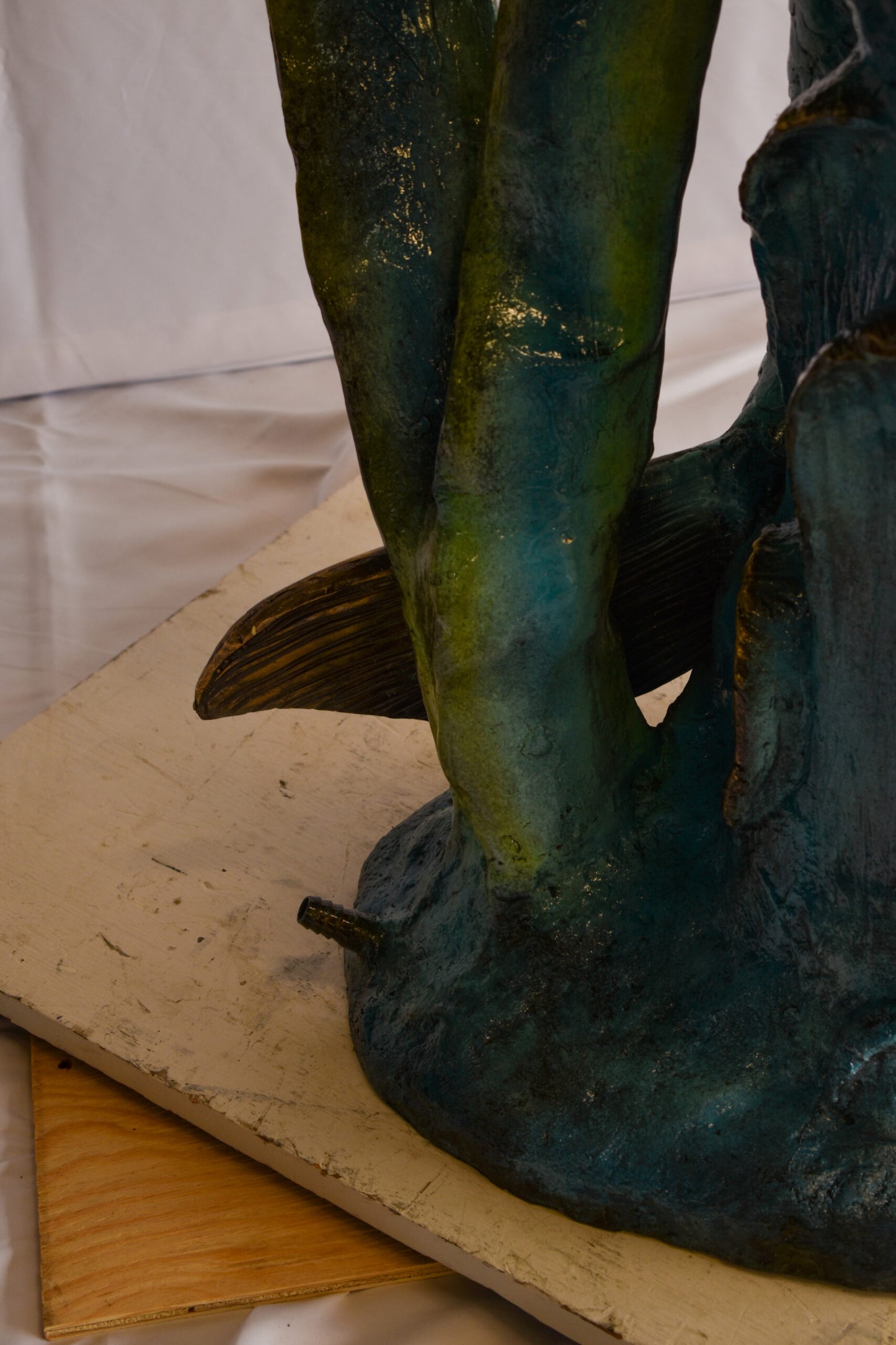 Mermaid With Clown fish and Turtle Bronze Fountain Statue 32" x 19" x 60"H