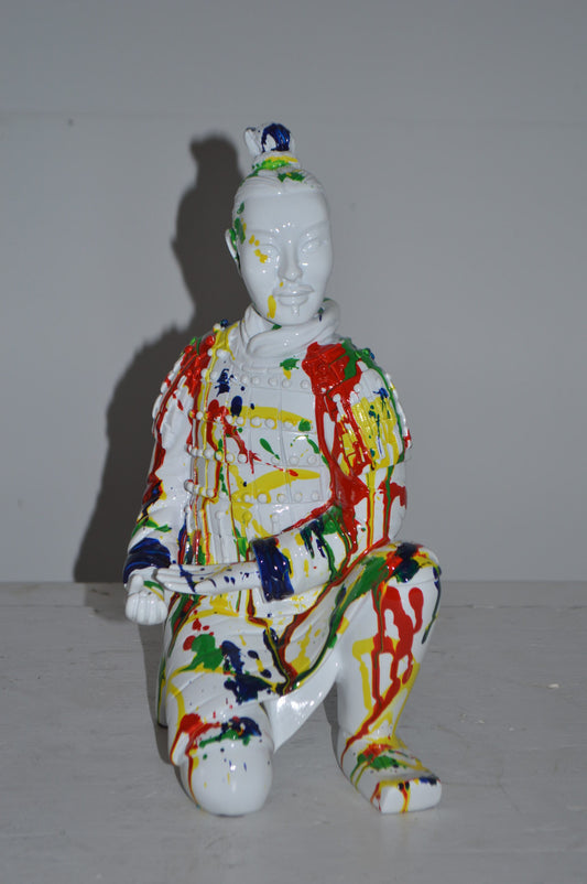 Modern Art Colorful Chinese Man resin statue - Size: 7"L x 8"W x 13"H.