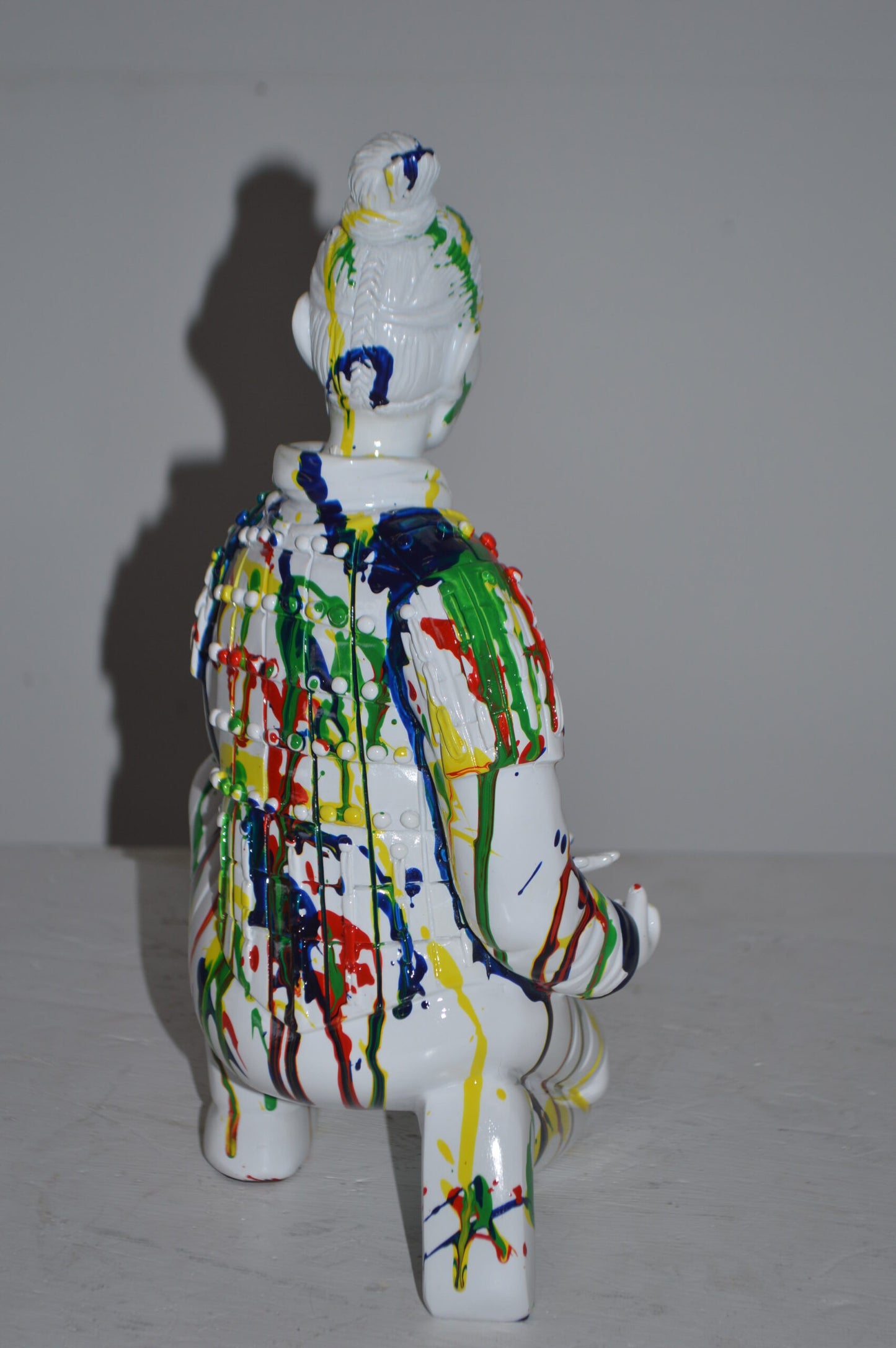 Modern Art Colorful Chinese Man resin statue - Size: 7"L x 8"W x 13"H.