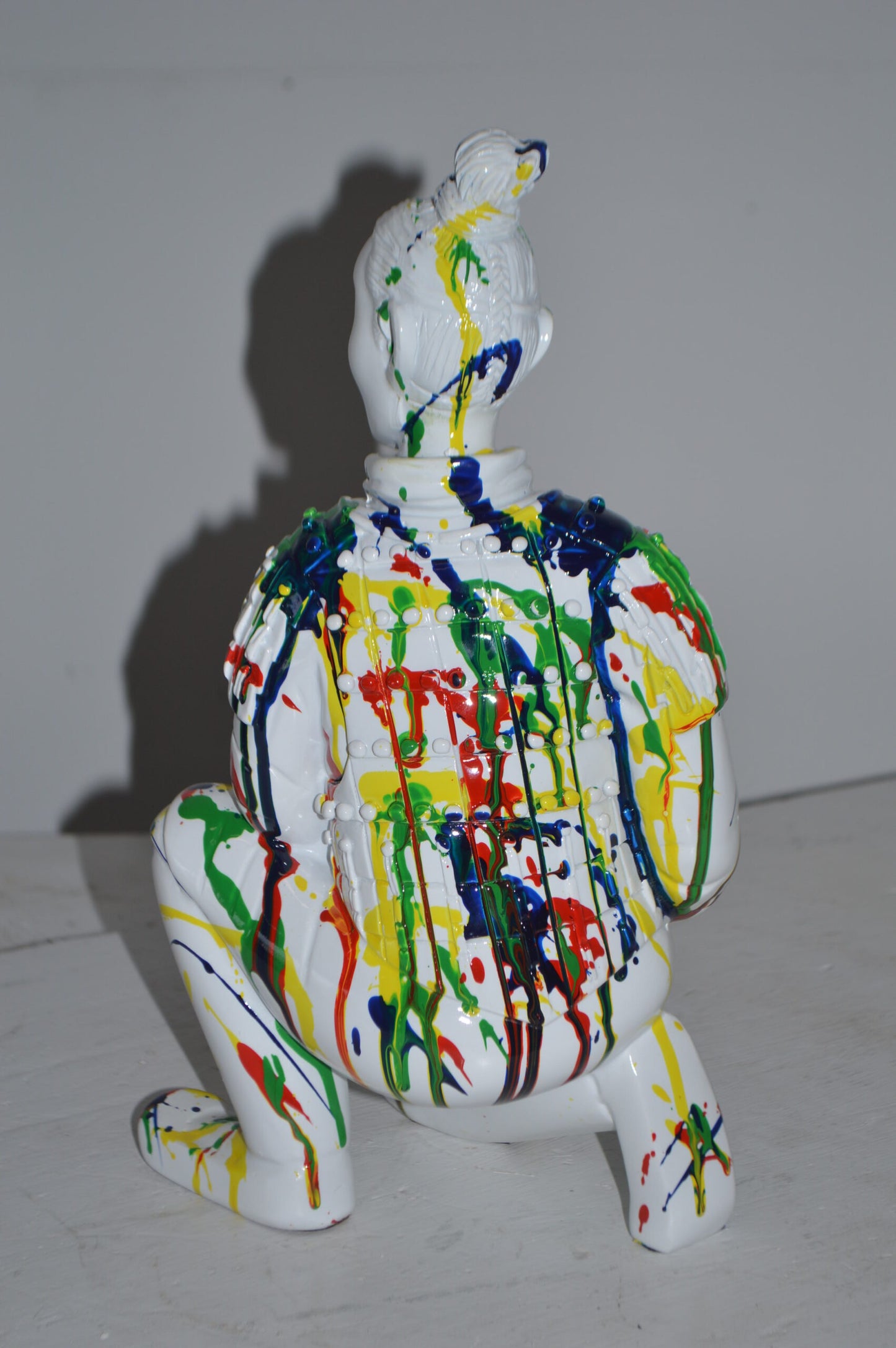 Modern Art Colorful Chinese Man resin statue - Size: 7"L x 8"W x 13"H.