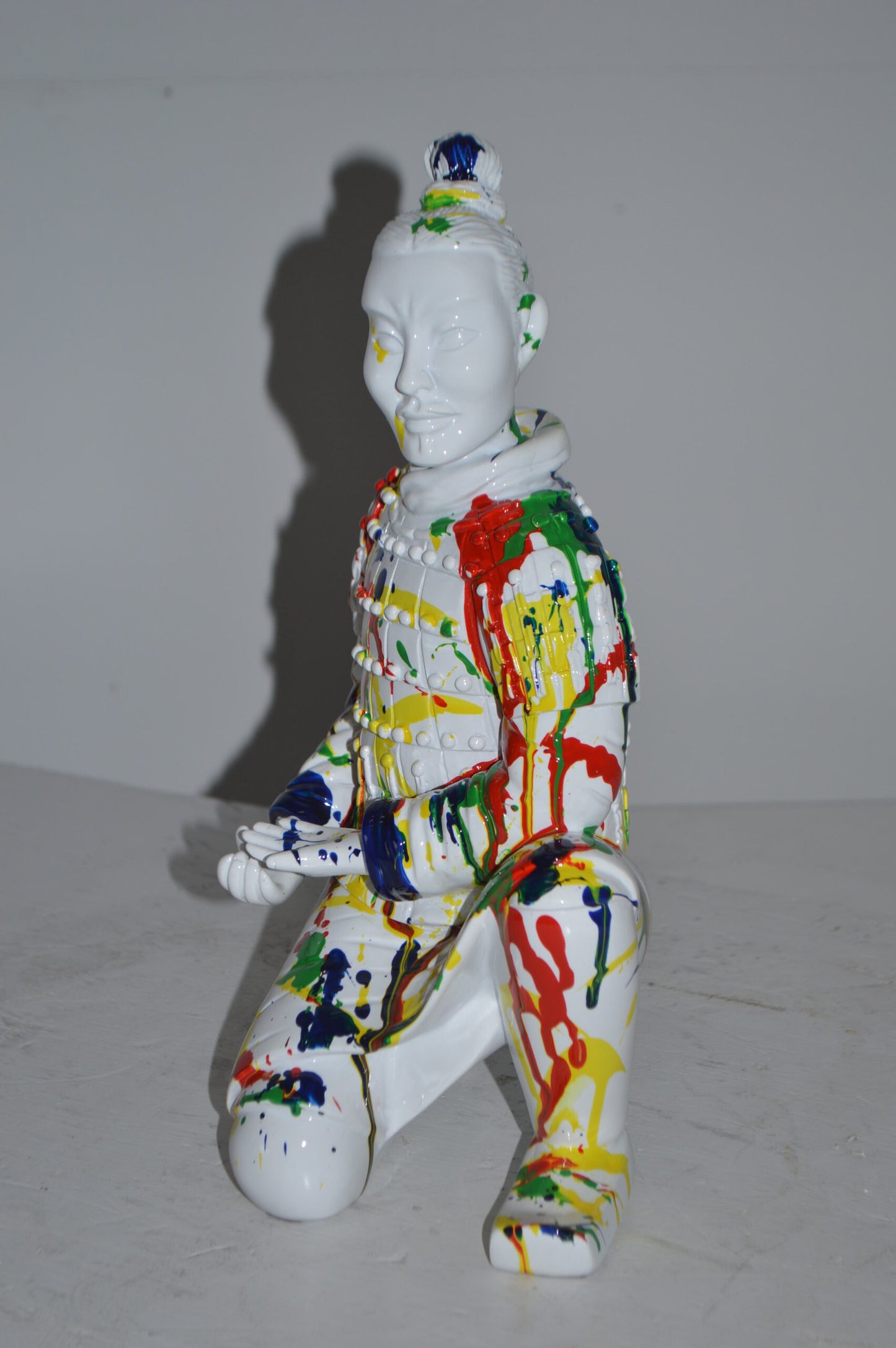 Modern Art Colorful Chinese Man resin statue - Size: 7"L x 8"W x 13"H.