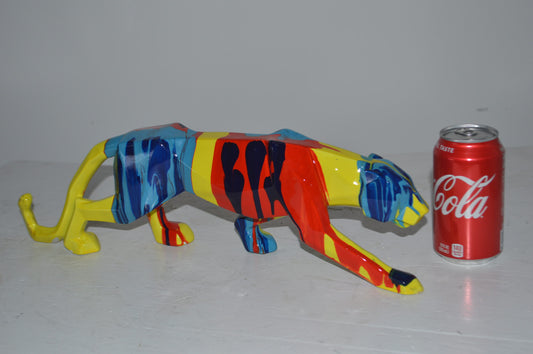 Modern Art Small Colored Jaguar Statue Made of Resin - Size: 17"L x 4"W x 5"H.