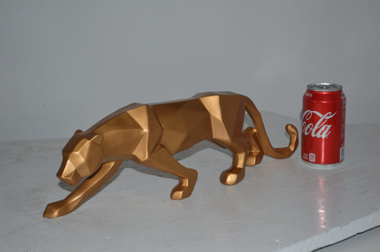 Modern Art Small Gold Jaguar Statue Made of Resin - Size: 17"L x 4"W x 5"H.