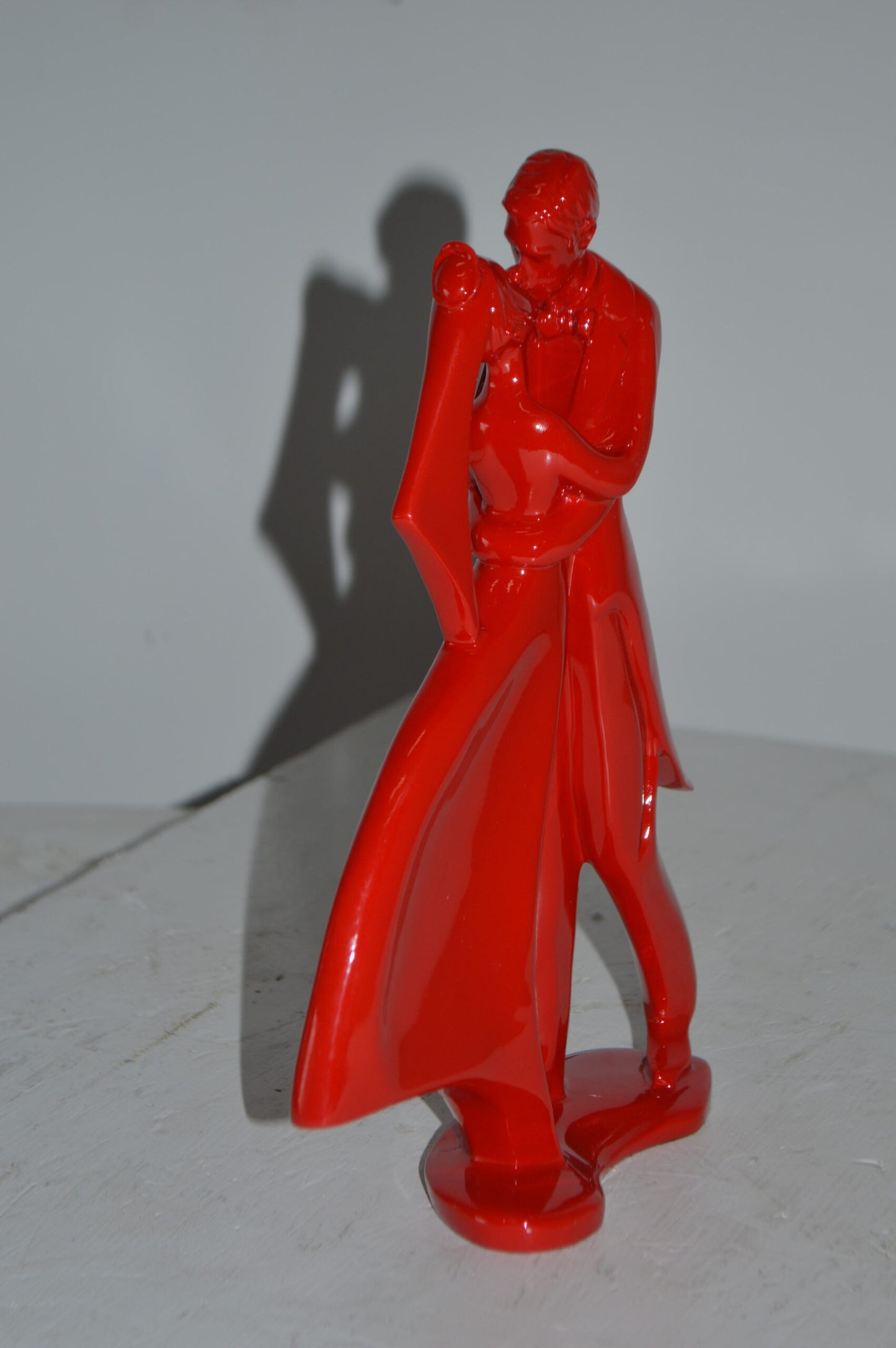 Bride and Groom Red Resin Statue Modern Art - Size: 3"L x 9"W x 12"H.