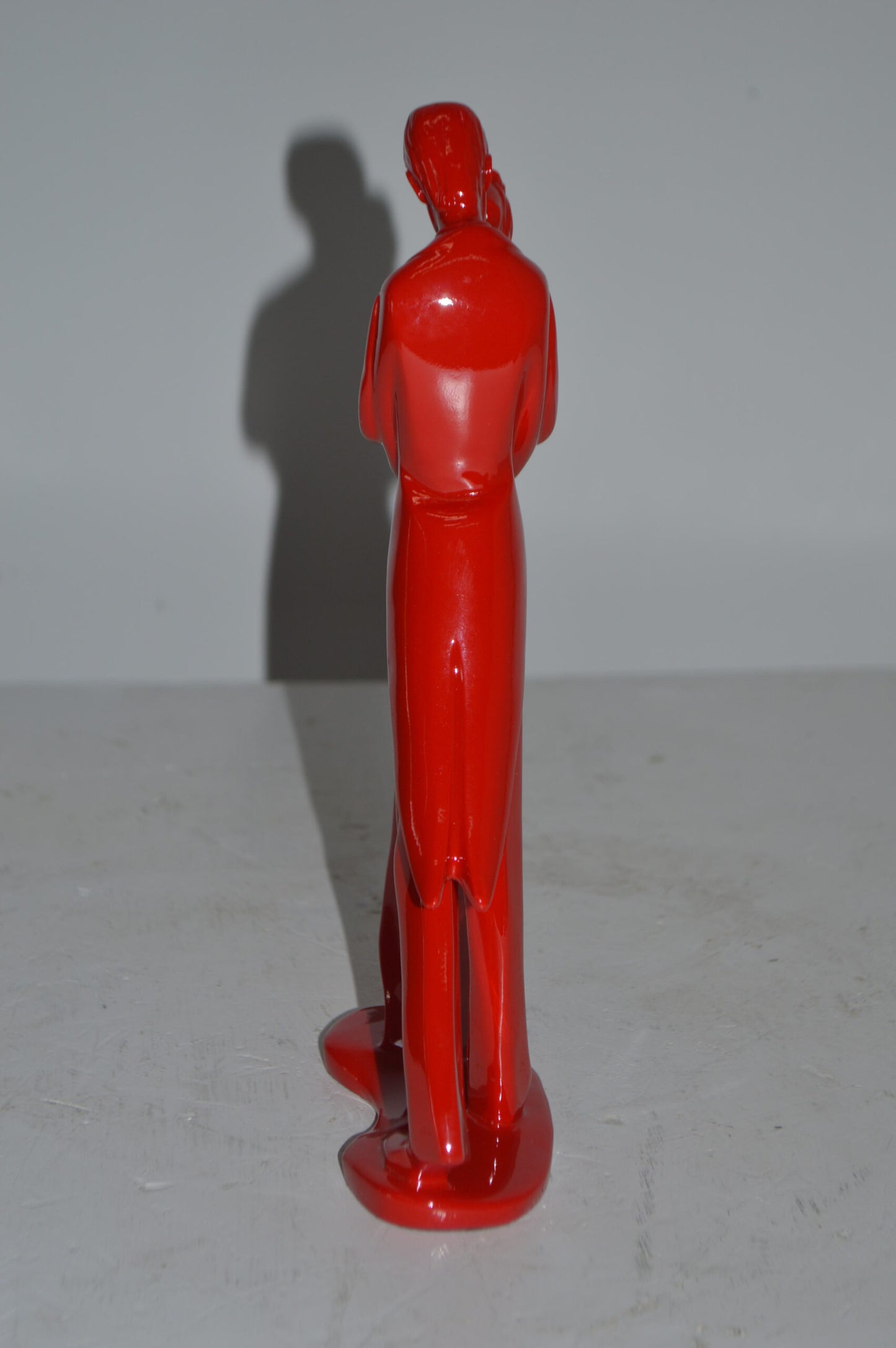 Bride and Groom Red Resin Statue Modern Art - Size: 3"L x 9"W x 12"H.
