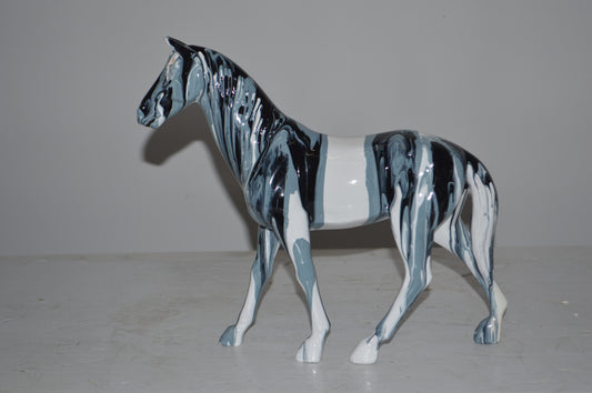 Modern Art Multi Color Horse Resin Statue - Size: 4"L x 13"W x 11"H.