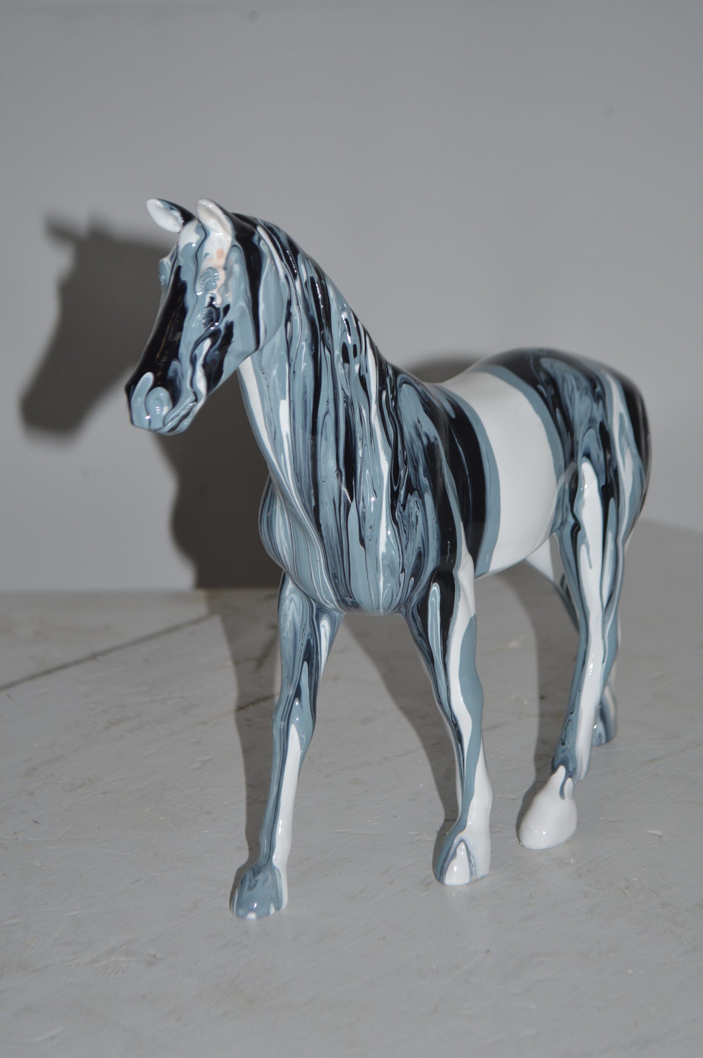 Modern Art Multi Color Horse Resin Statue - Size: 4"L x 13"W x 11"H.