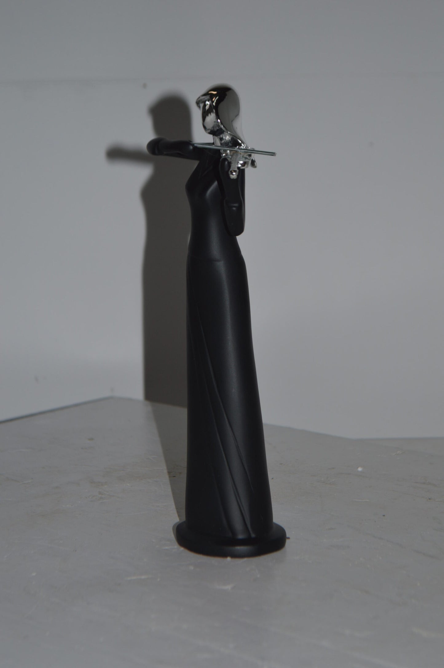 Women Playing the Violin Black and Chrome Resin Statue - Size: 5"L x 4"W x 12"H