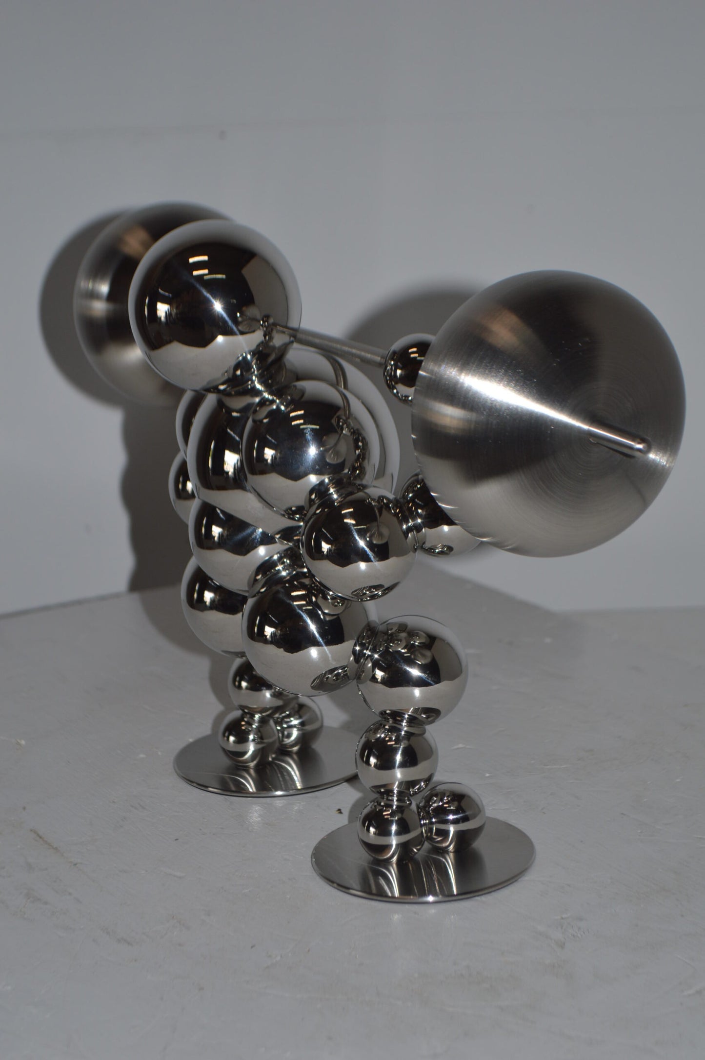 Modern Art Weightlifter Squat Position Chrome Statue - Size: 20"L x 7"W x 12"H.