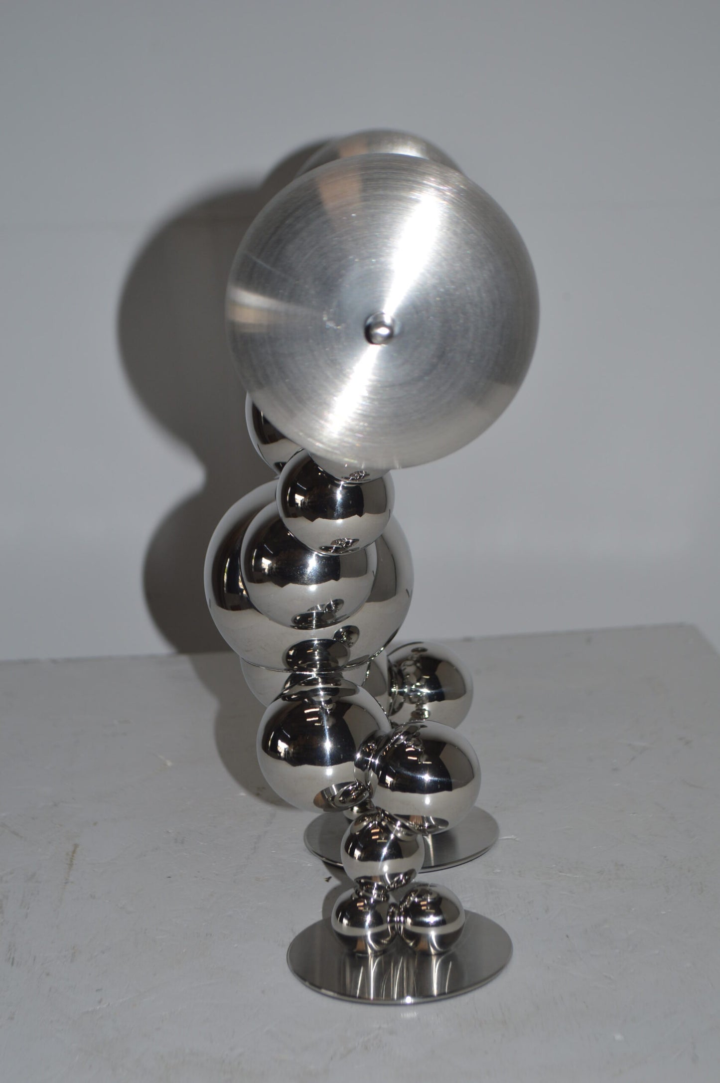 Modern Art Weightlifter Catch Position Chrome Statue - Size: 20"L x 7"W x 15"H.