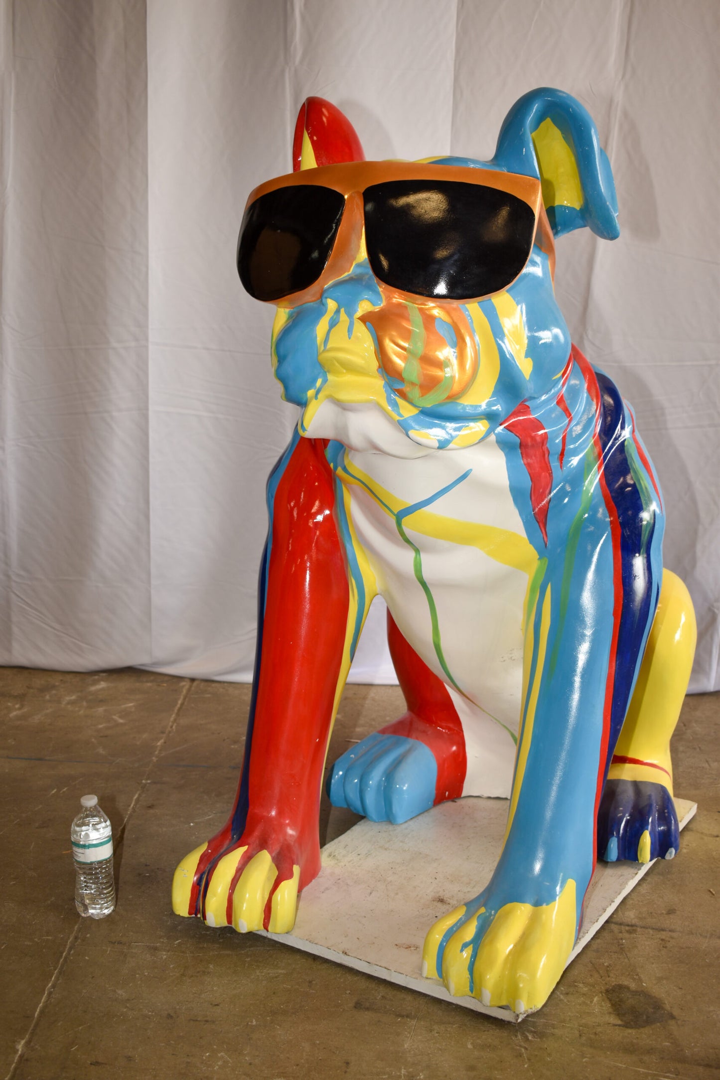 Giant Graffiti Looking British Bulldog with Glasses Resin Statue 29"x 50" x 50"H