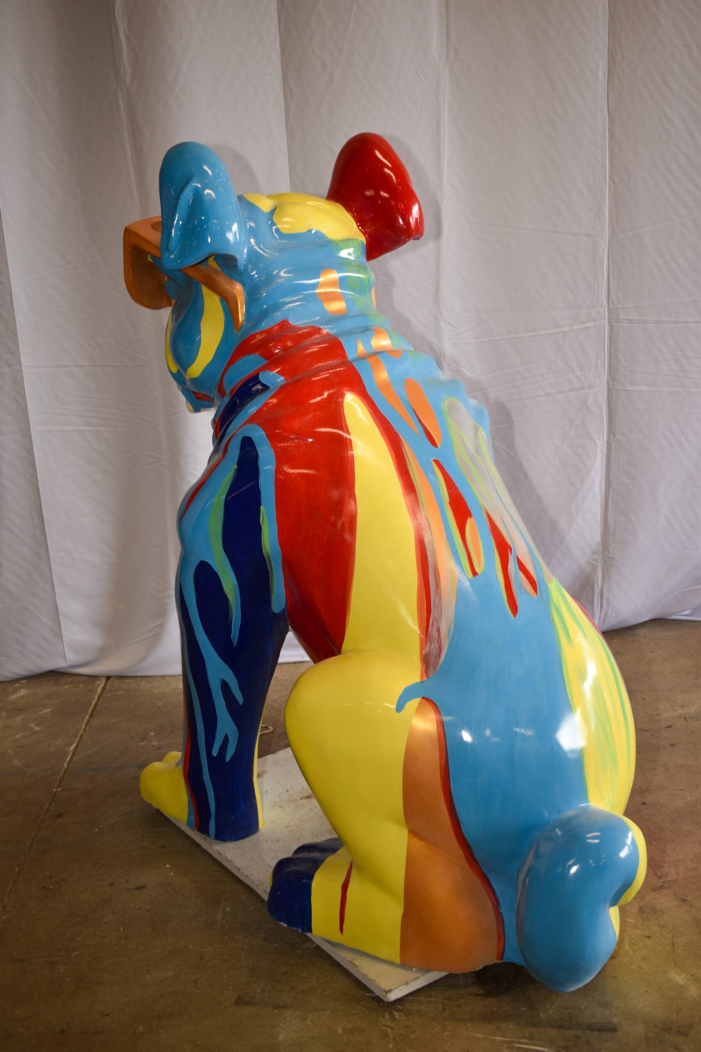 Giant Graffiti Looking British Bulldog with Glasses Resin Statue 29"x 50" x 50"H
