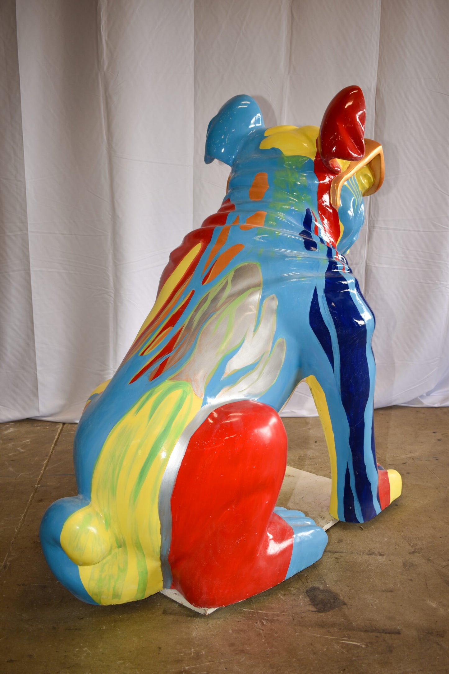 Giant Graffiti Looking British Bulldog with Glasses Resin Statue 29"x 50" x 50"H