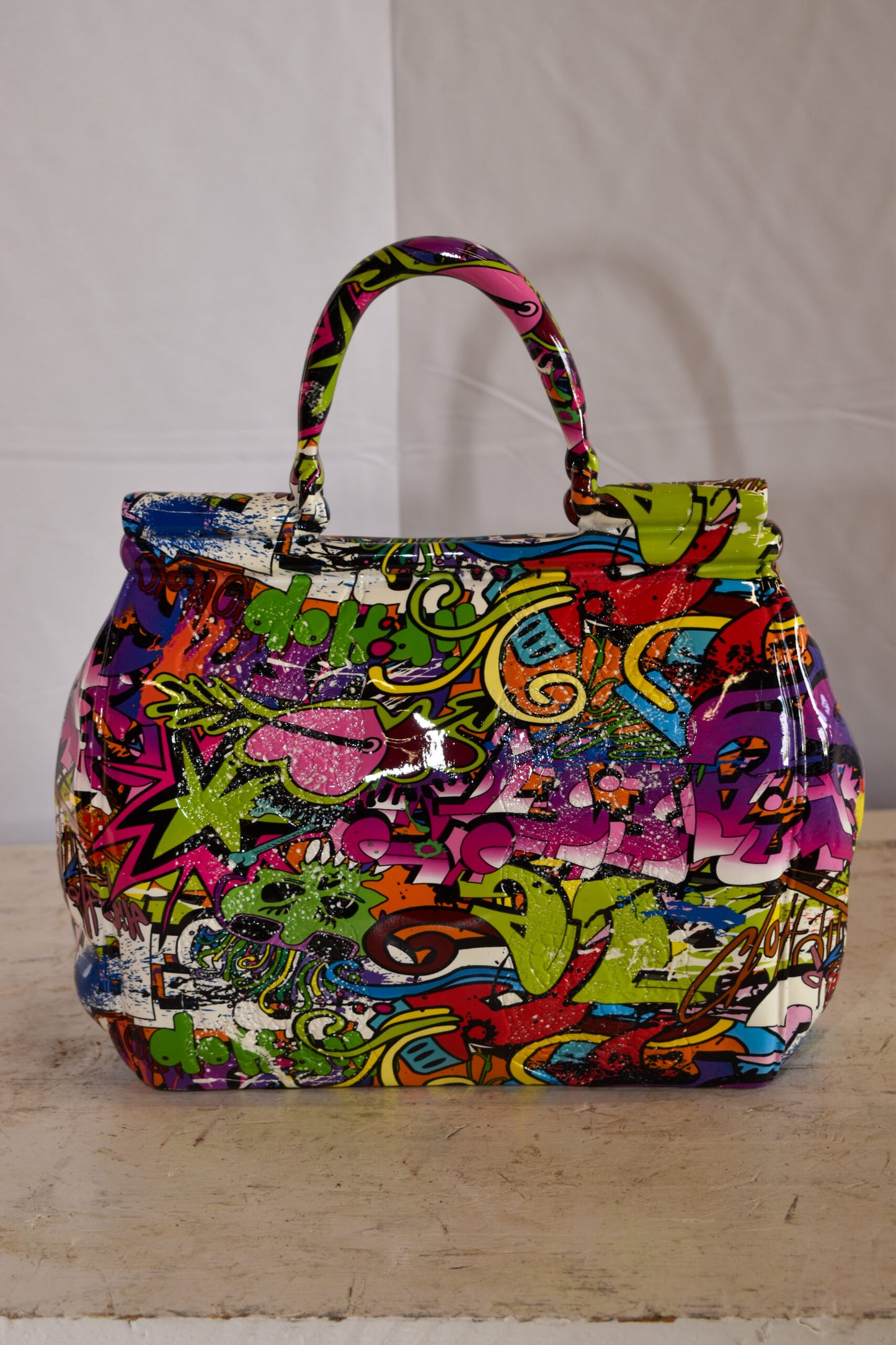 Graffiti Hand Bag Resin Statue 6" x 14" x 15"H