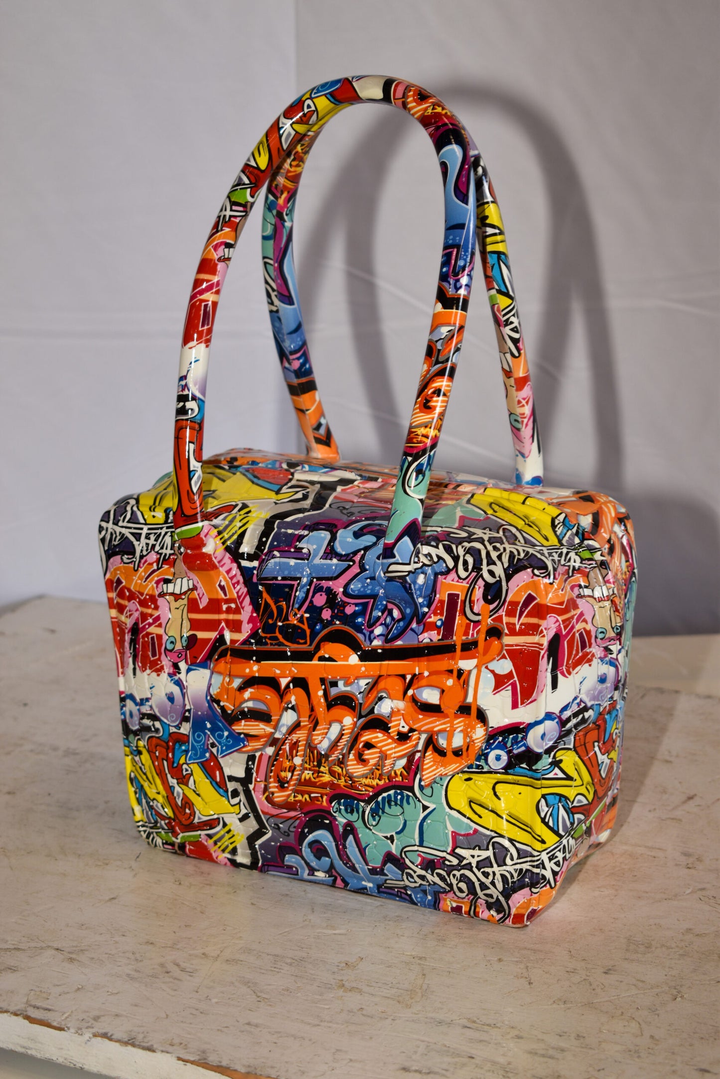 Graffiti Tote Bag Resin Statue 6" x 11" x 16"H