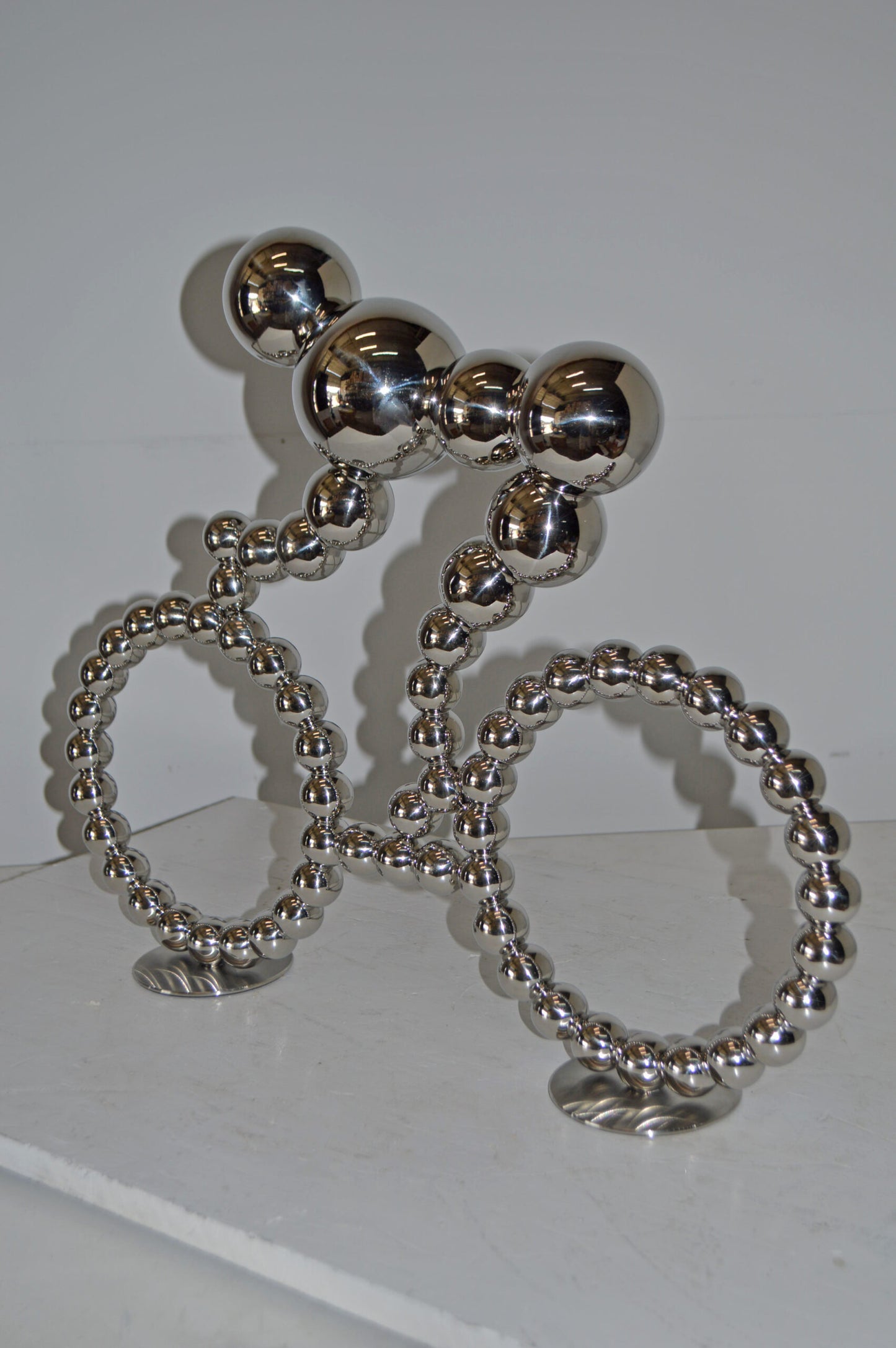 Modern Art Rider on His Bicycle Chrome Statue - Size: 22"L x 4"W x 17"H.
