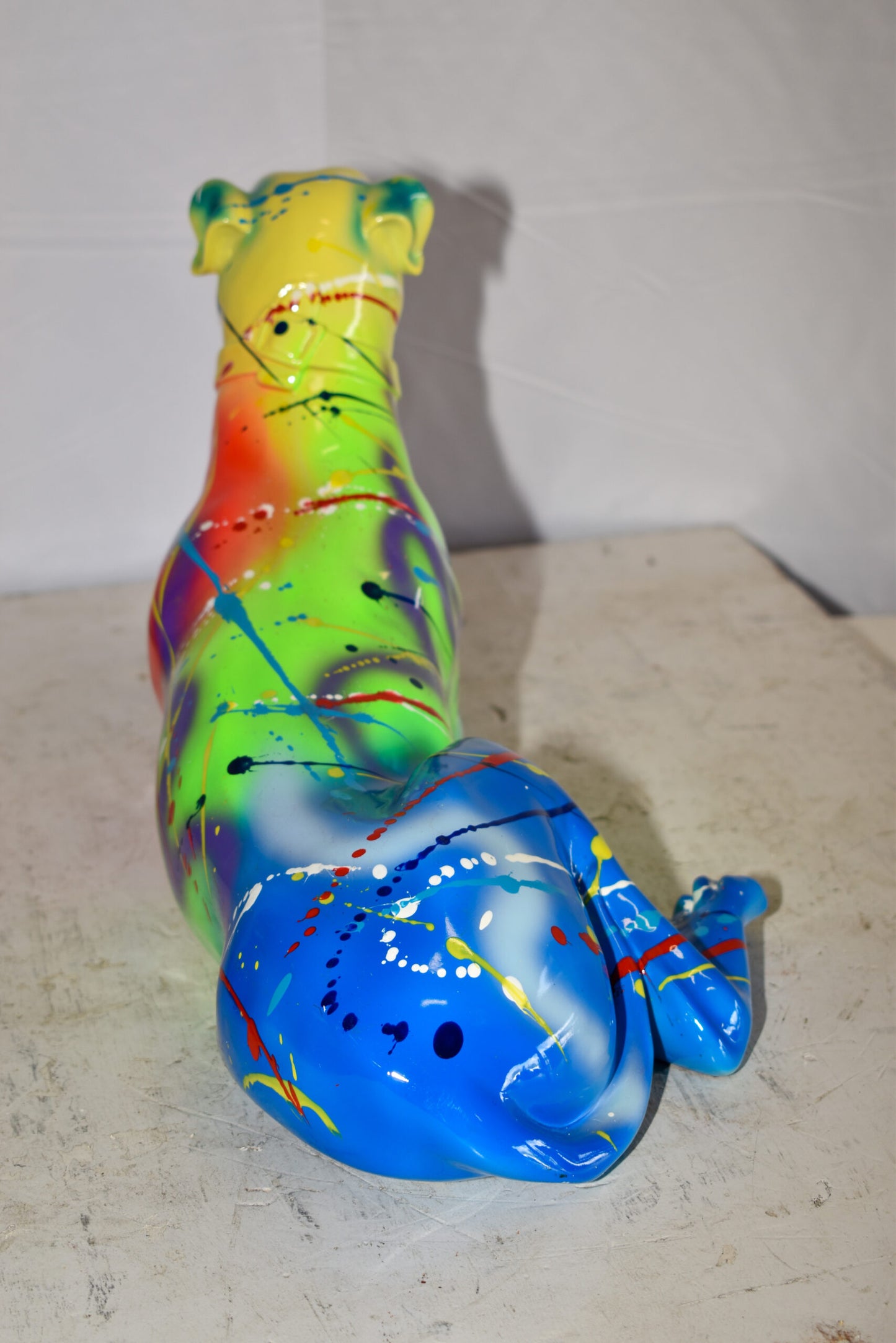 Modern Graffiti Sitting Greyhound Dog Resin Statue 19" x 9" x 12"H
