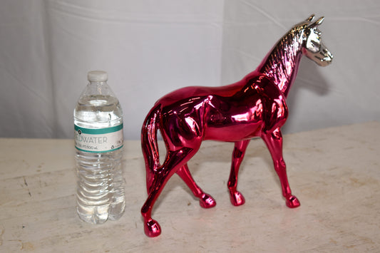 Pink Ombre Chrome Colored Confident Horse Resin Statue 12" x 3" x 10"H