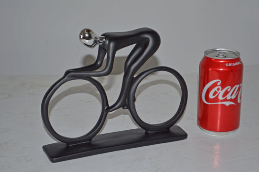 Modern Art Black Chrome Rider on His Bicycle Resin Statue - Size: 8"x2"x6"H