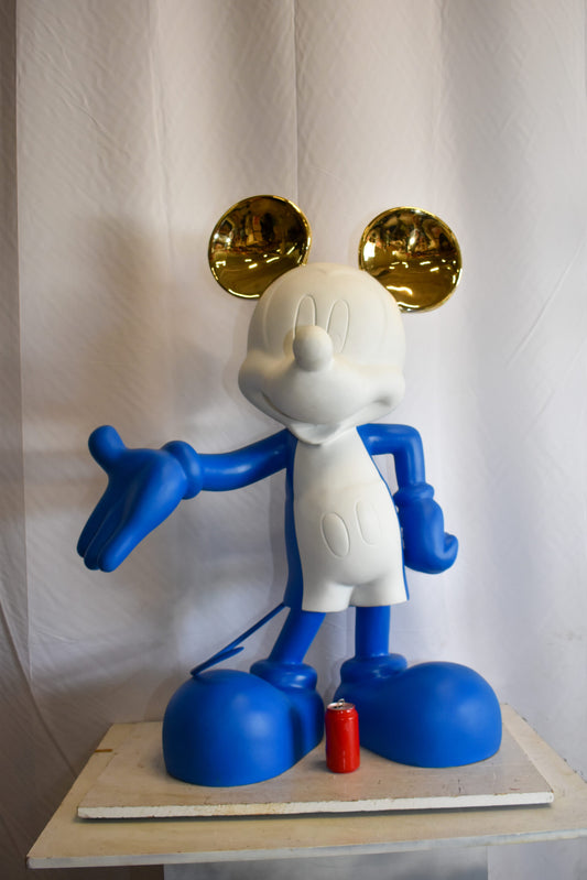 Chic Blue and White Giant Mickey Mouse Resin Statue 31" x 15" x 48"H