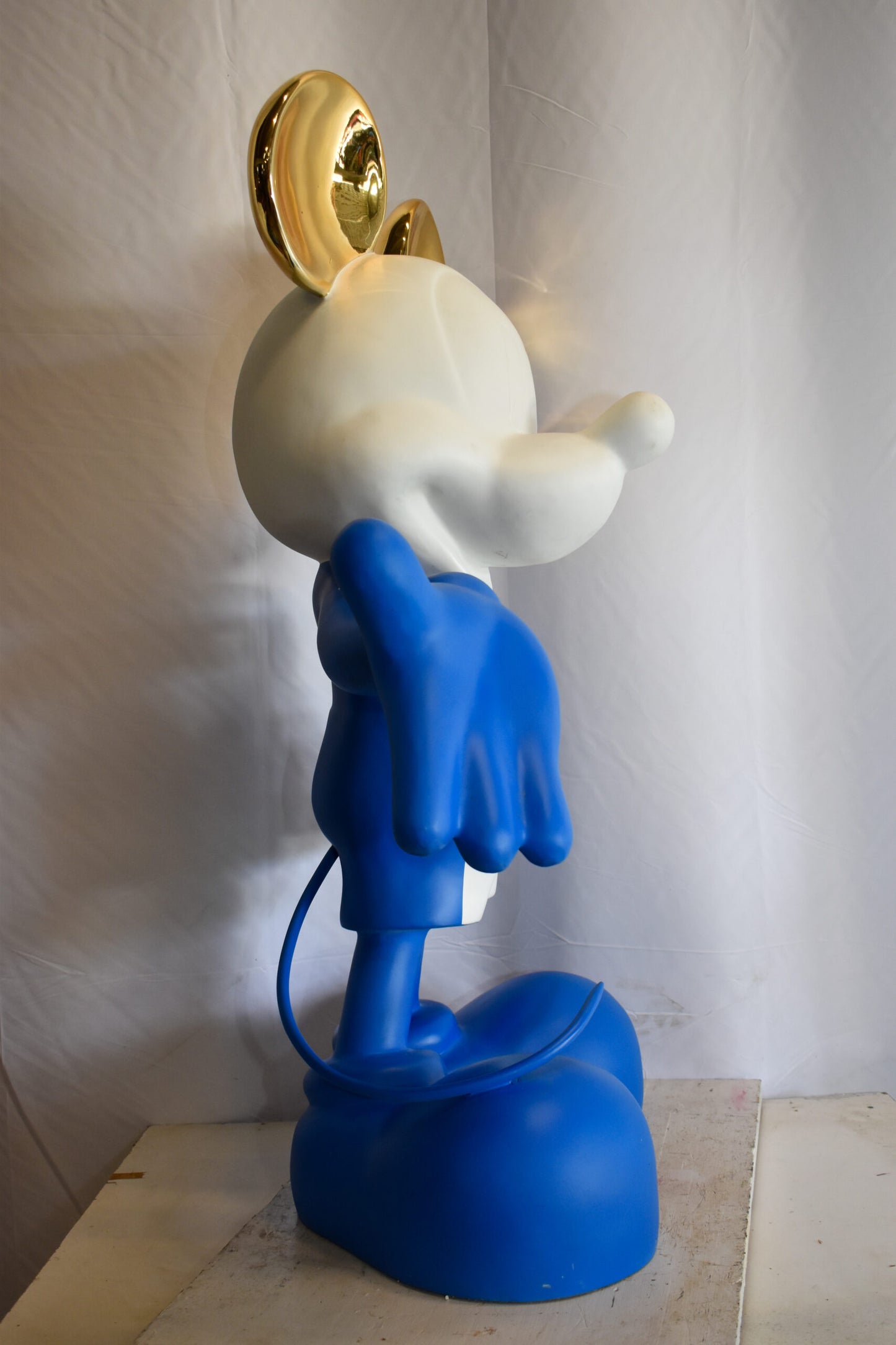 Chic Blue and White Giant Mickey Mouse Resin Statue 31" x 15" x 48"H