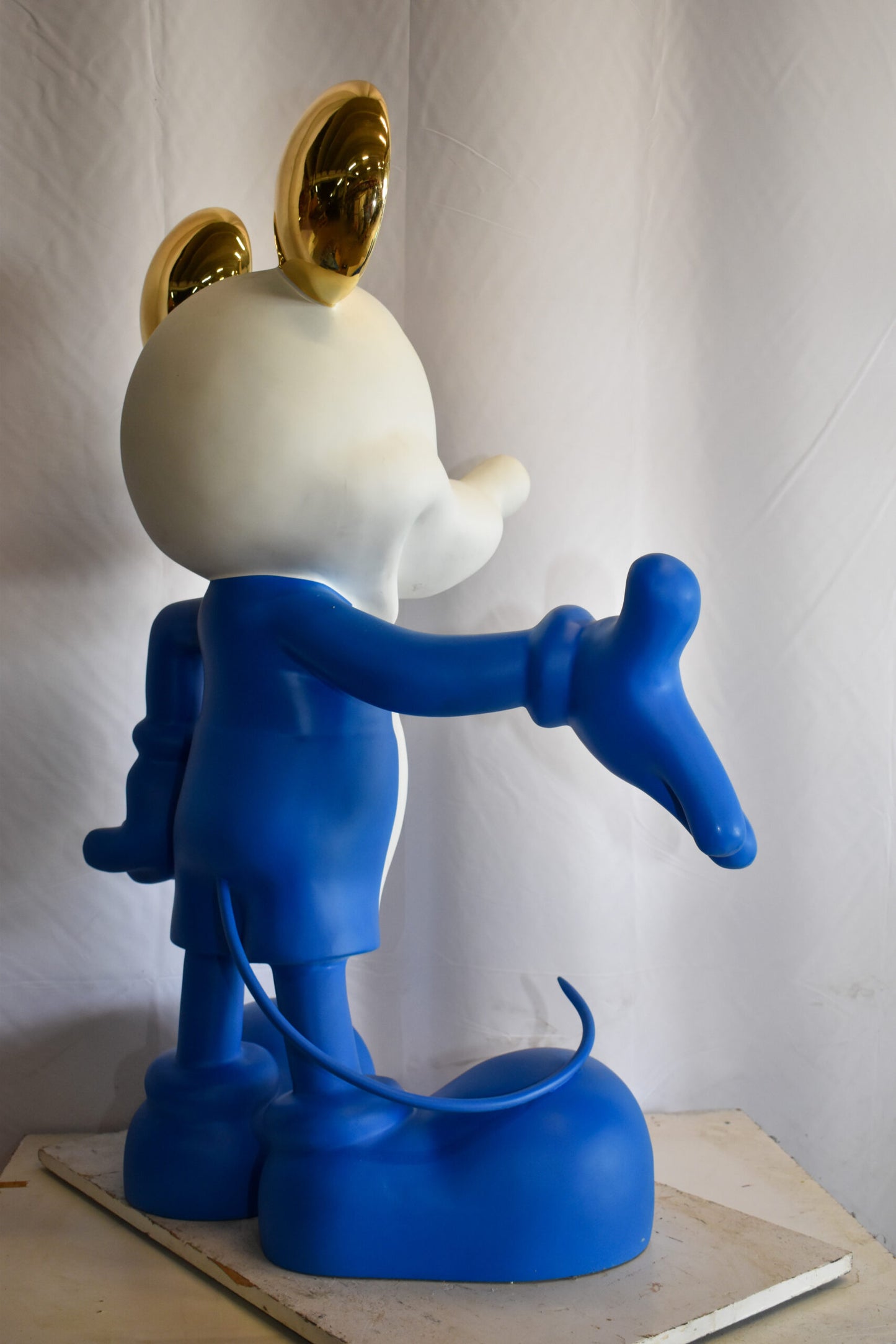 Chic Blue and White Giant Mickey Mouse Resin Statue 31" x 15" x 48"H