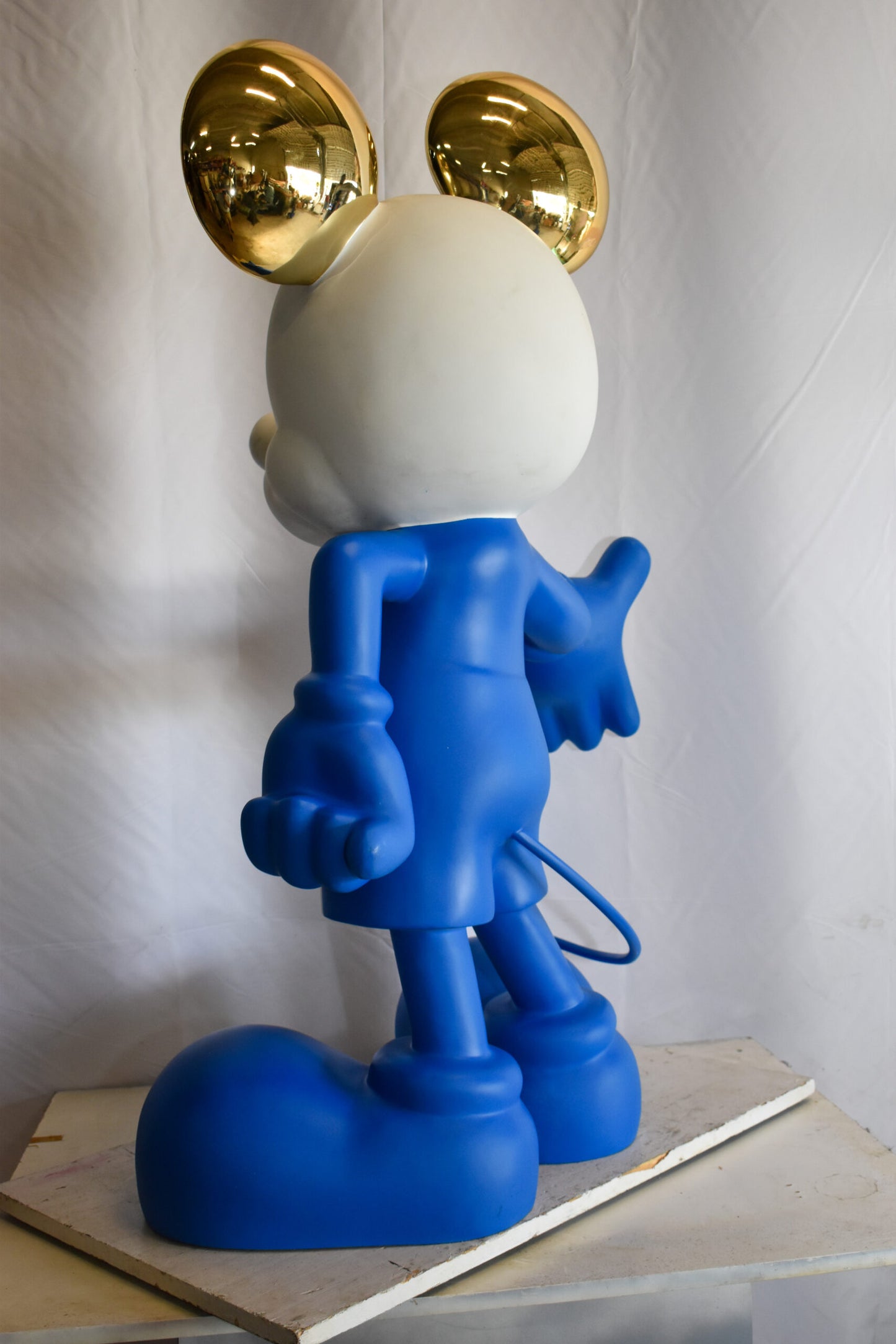 Chic Blue and White Giant Mickey Mouse Resin Statue 31" x 15" x 48"H
