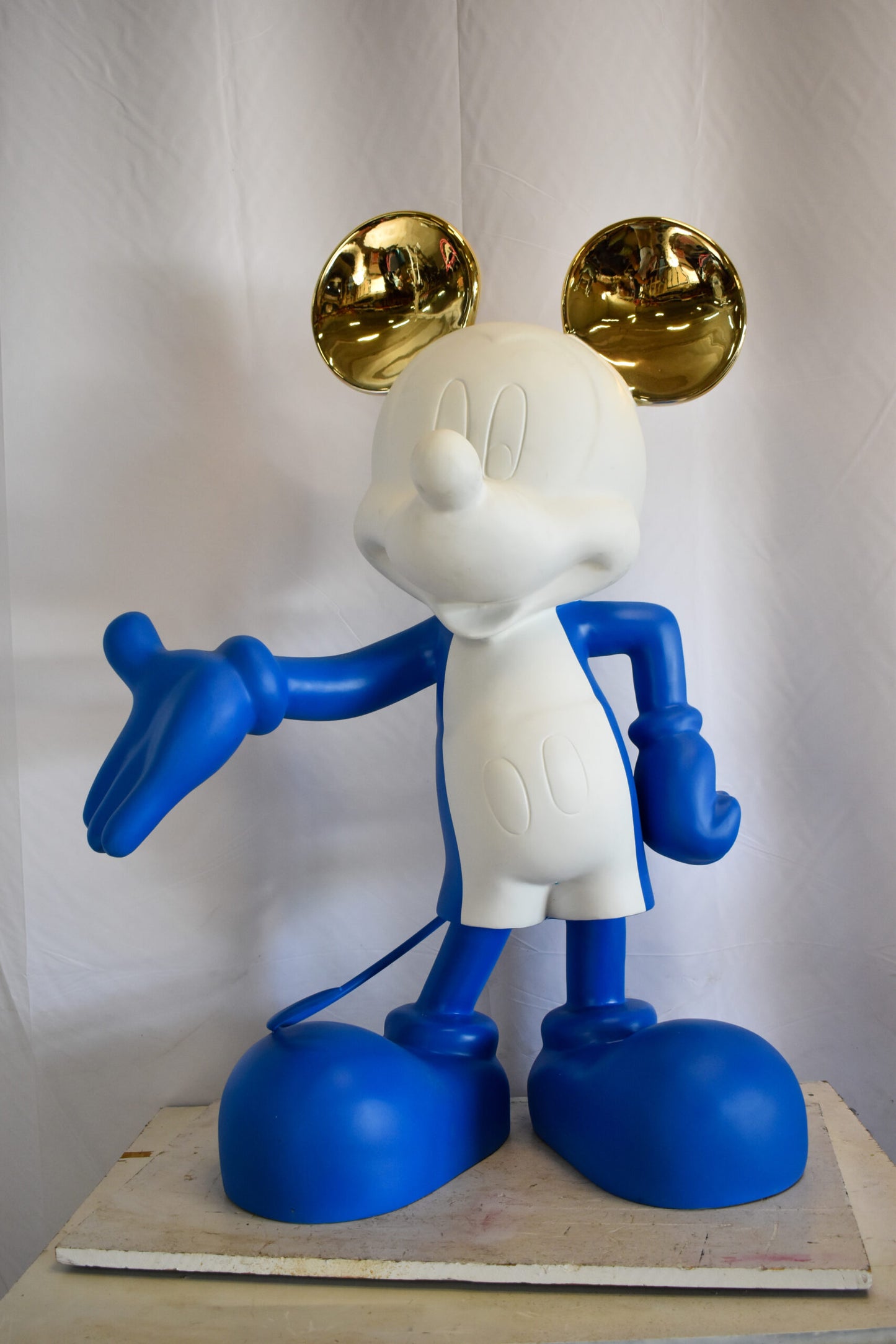 Chic Blue and White Giant Mickey Mouse Resin Statue 31" x 15" x 48"H