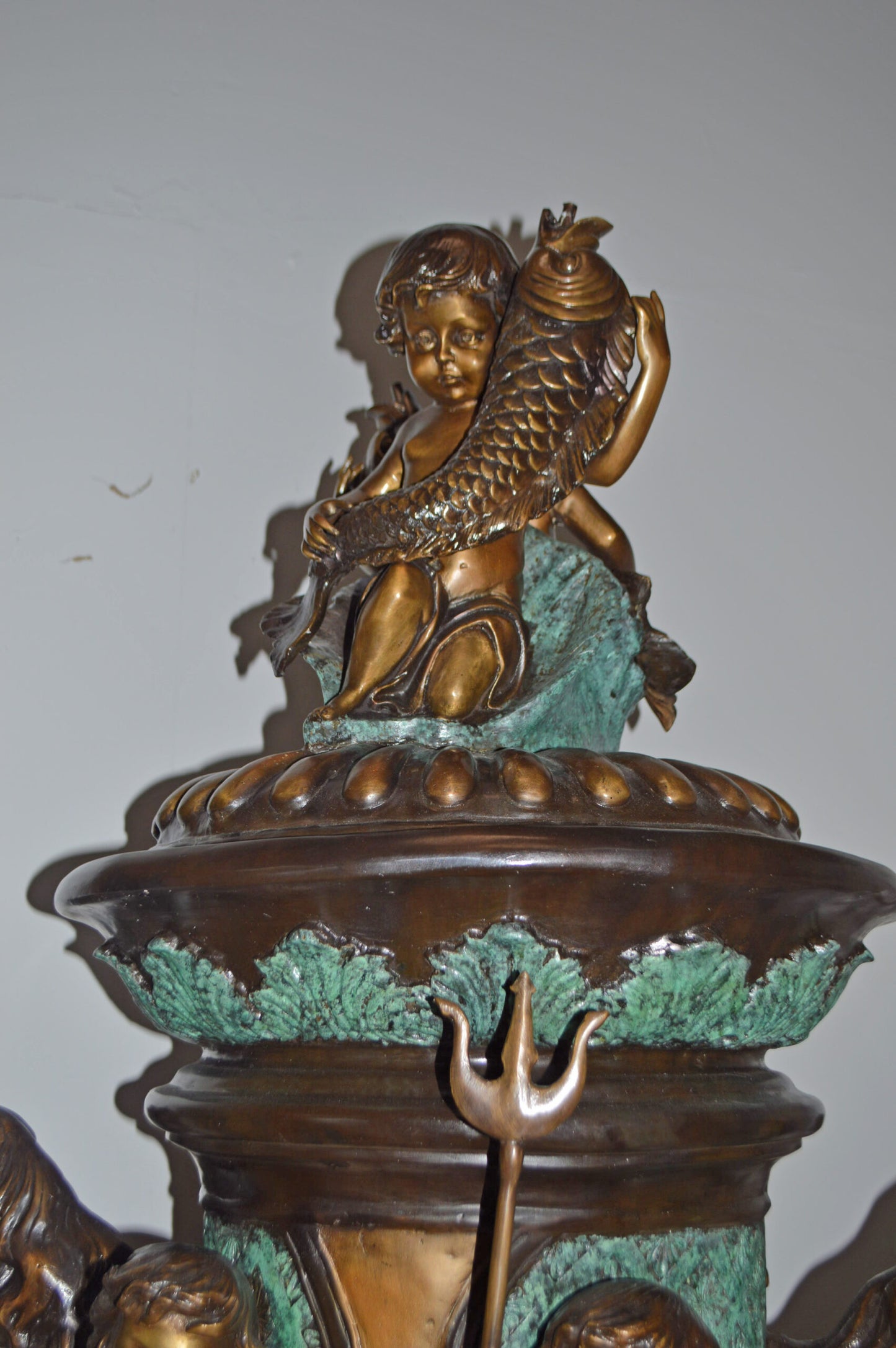 Seven feet tall Bronze, Tiered Outdoor pond Fountain - Size: 46"L x 46"W x 84"H.