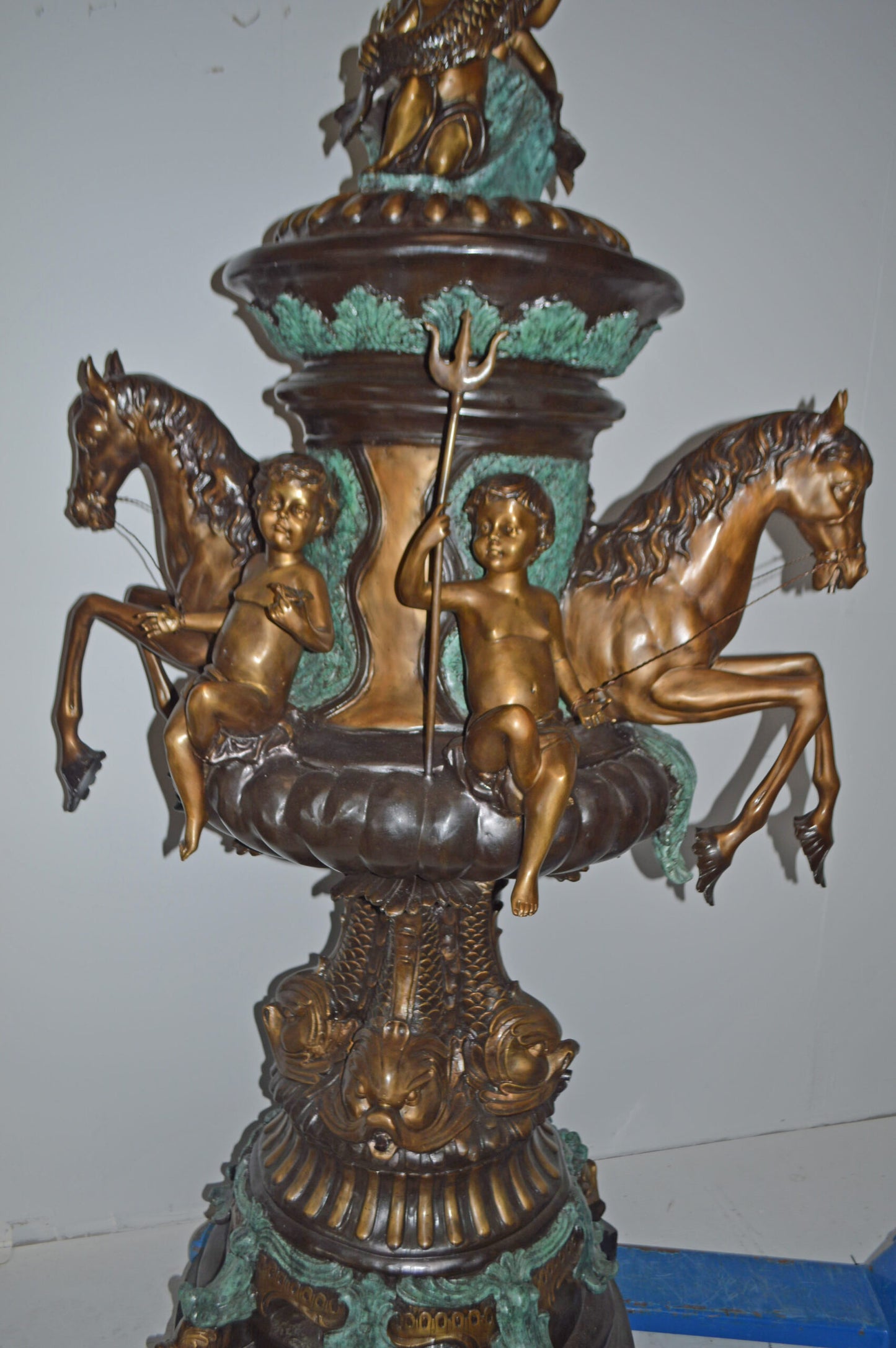 Seven feet tall Bronze, Tiered Outdoor pond Fountain - Size: 46"L x 46"W x 84"H.