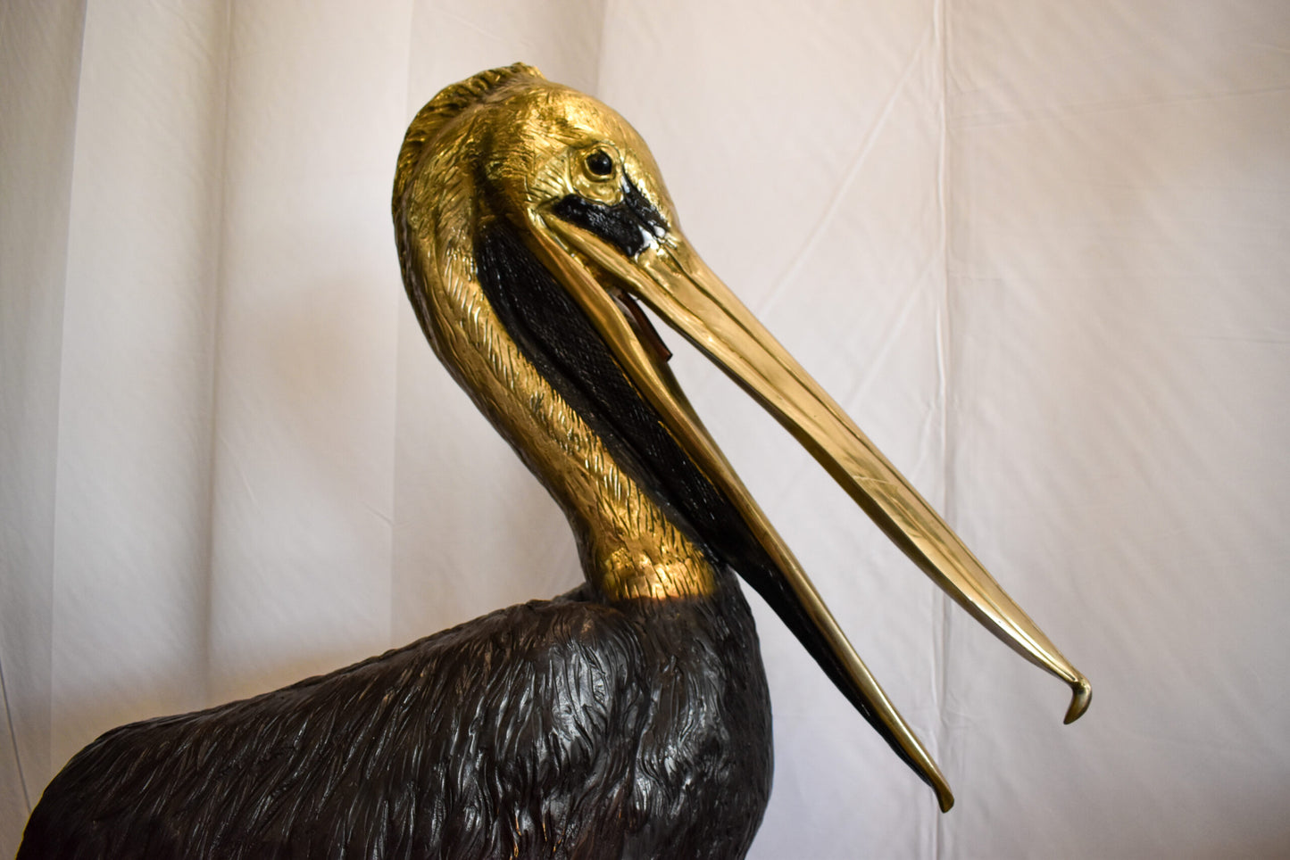 Pelican on Tree Stump Bronze Statue Fountain 43" x 24" x 76"H