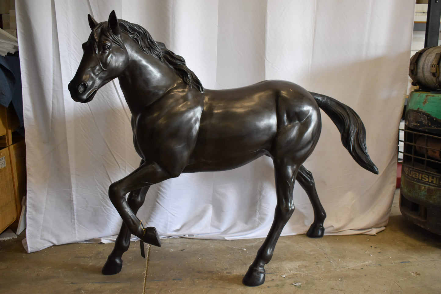 Lifesized Galloping Horse Bronze Statue 77" x 27" x 60"H