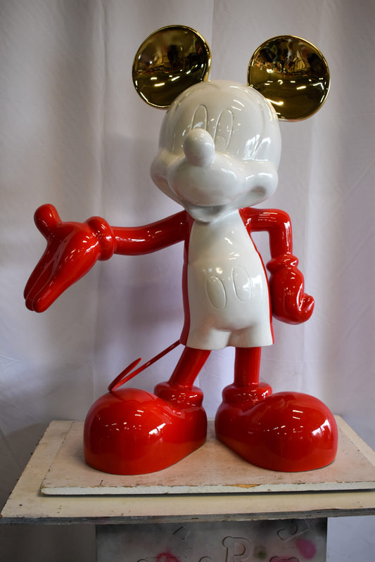 Red and White Giant Mickey Mouse Resin Statue 31" x 15" x 48"H