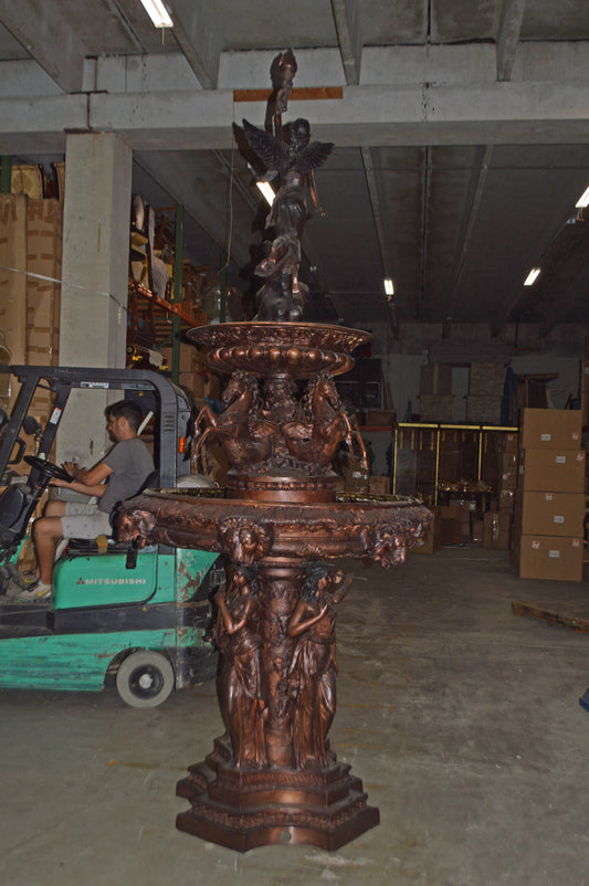 Eleven feet tall Bronze, Tiered Outdoor pond Fountain - Size: 55" x 55" x 135"H