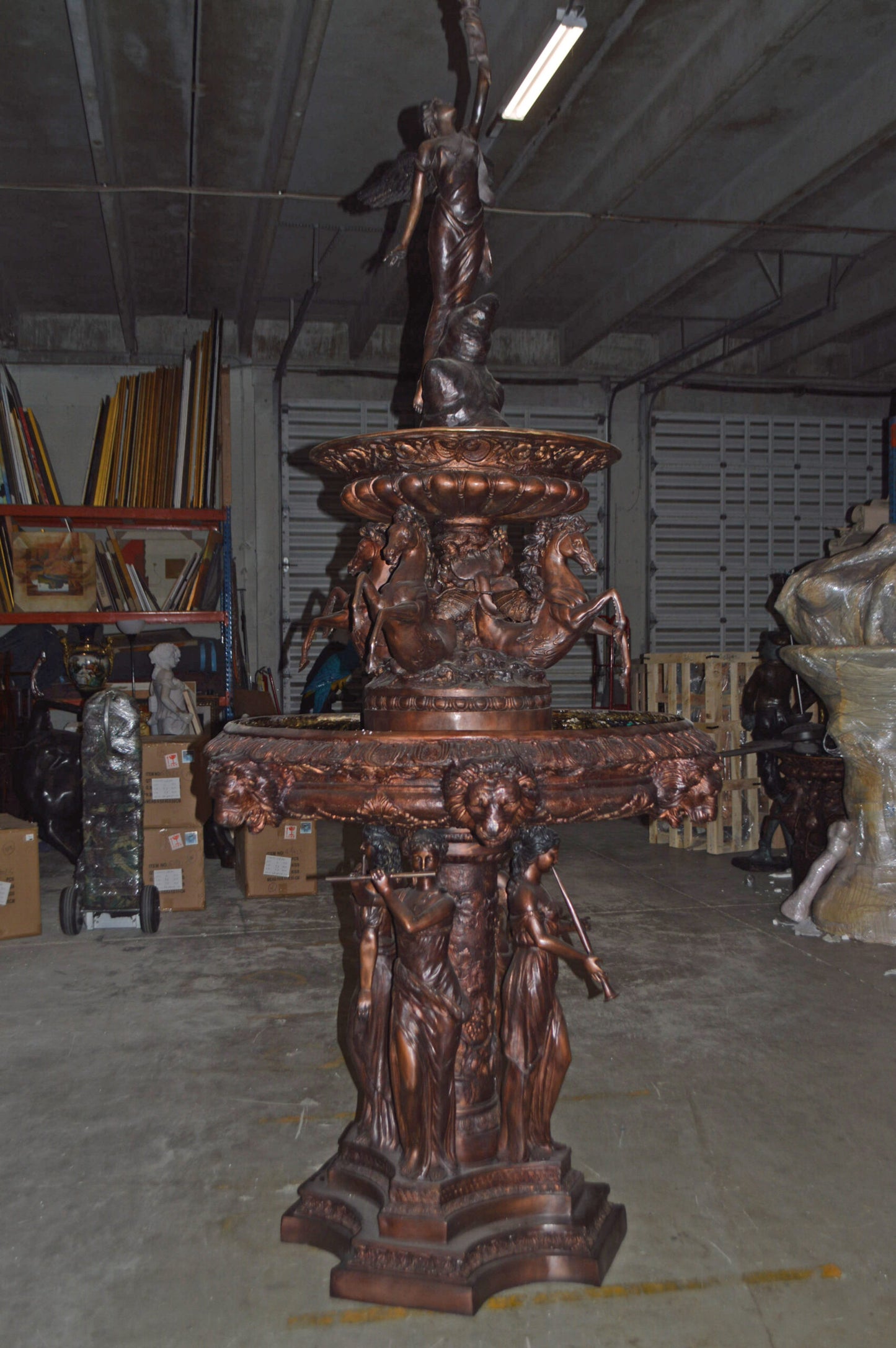 Eleven feet tall Bronze, Tiered Outdoor pond Fountain - Size: 55" x 55" x 135"H
