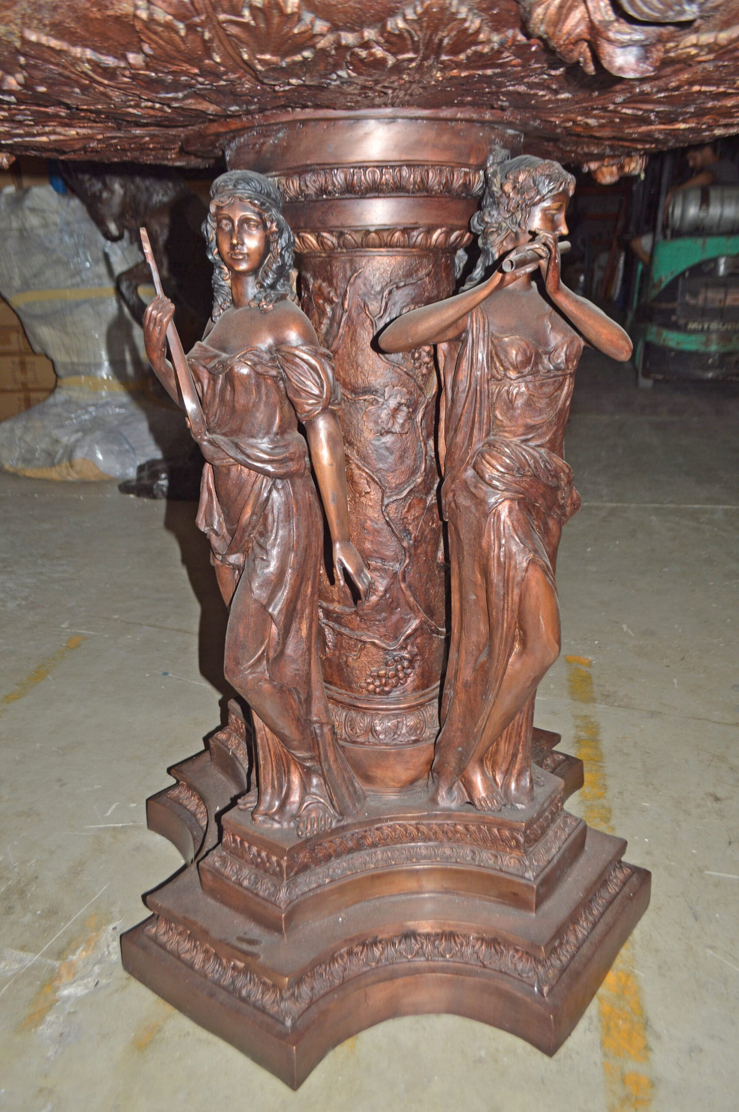Eleven feet tall Bronze, Tiered Outdoor pond Fountain - Size: 55" x 55" x 135"H
