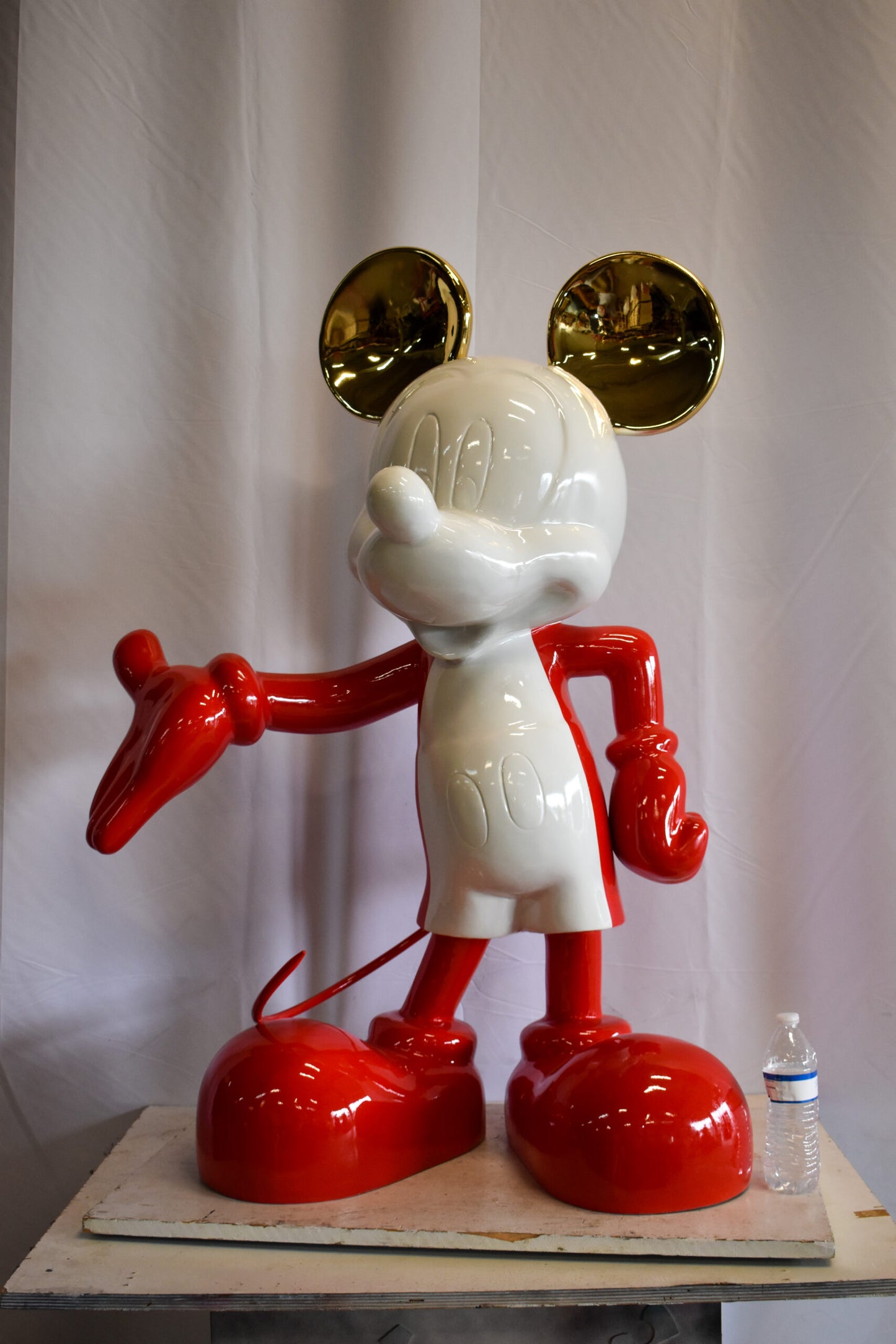 Red and White Giant Mickey Mouse Resin Statue 31" x 15" x 48"H