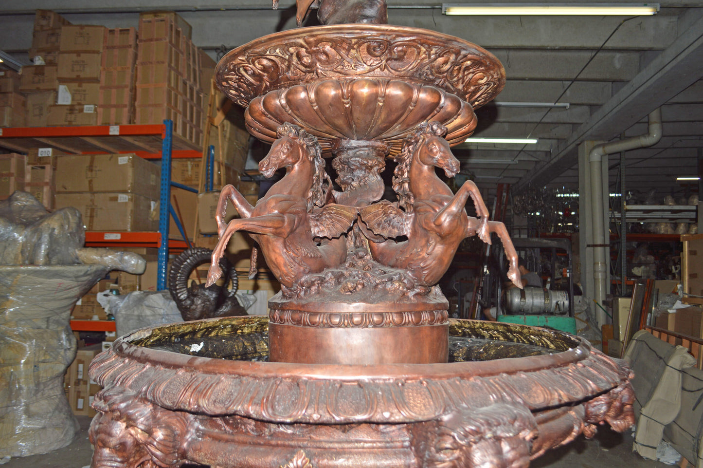 Eleven feet tall Bronze, Tiered Outdoor pond Fountain - Size: 55" x 55" x 135"H