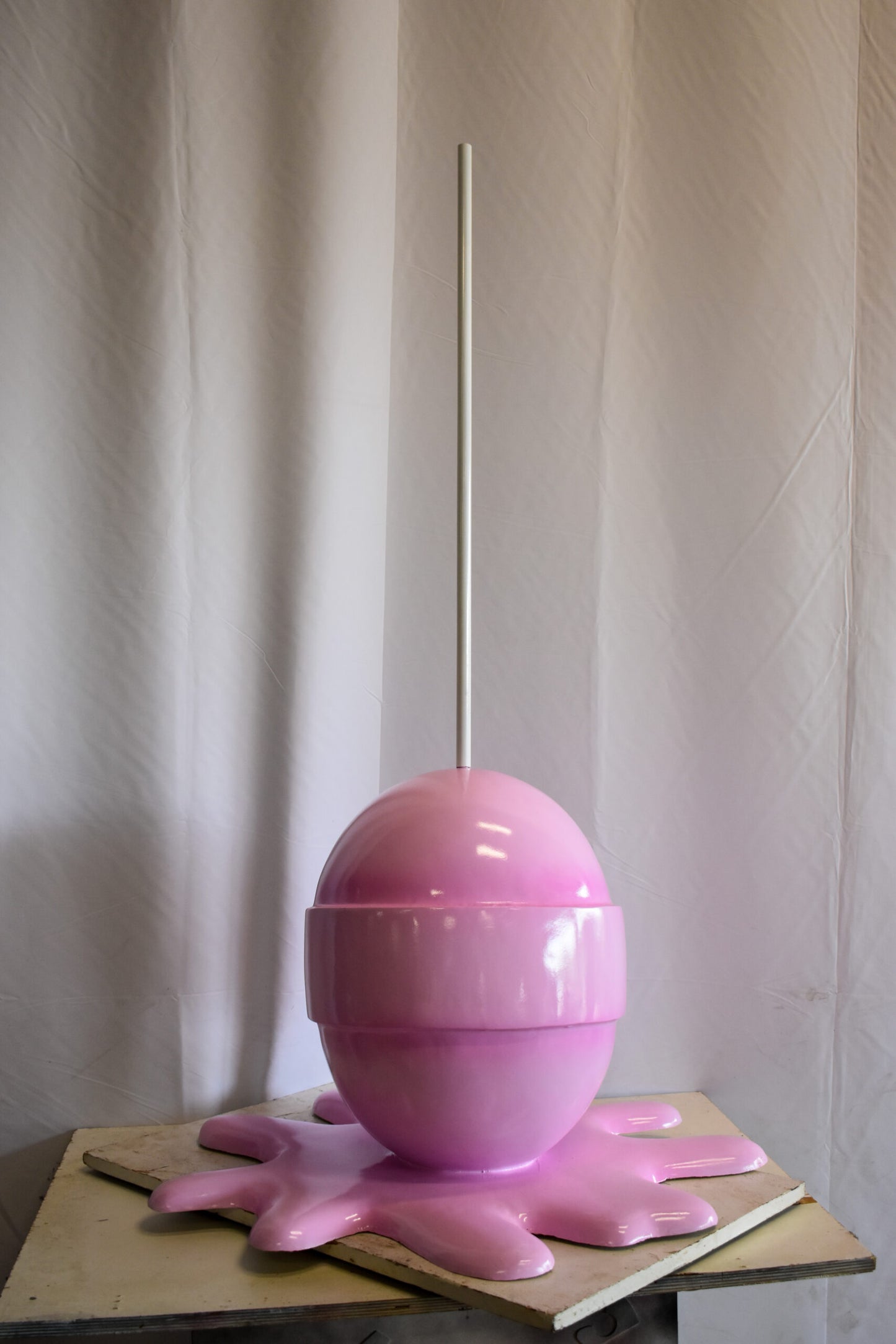 Giant Modern Pink Melting Lollipop Resin Statue 31" x 27" x 56"H