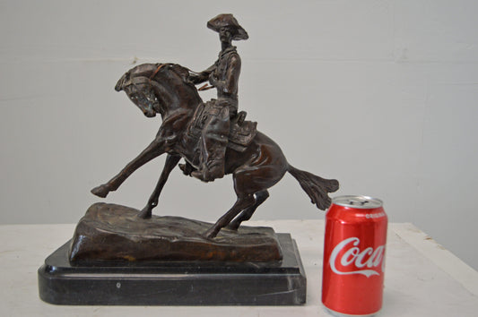 Cowboy, a Frederic Remington Replica Bronze Statue - Size: 14"L x 8"W x 13"H.