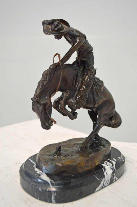 Rattlesnake, a Frederic Remington Replica Bronze Statue - Size 9" x 6" x 12"H