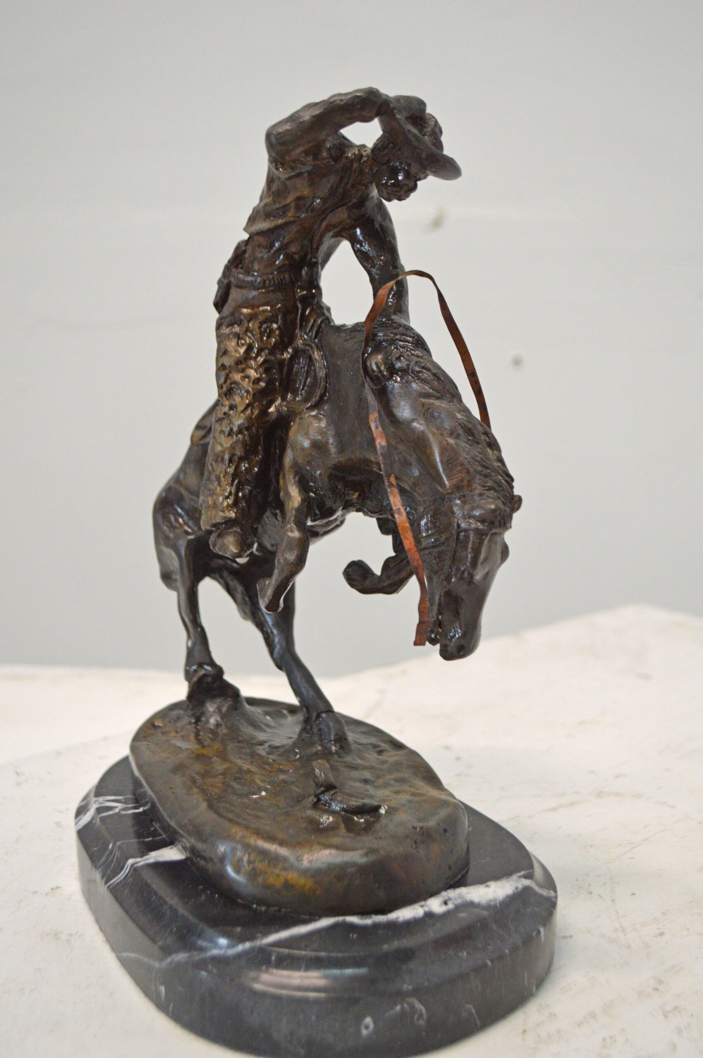 Rattlesnake, a Frederic Remington Replica Bronze Statue - Size 9" x 6" x 12"H