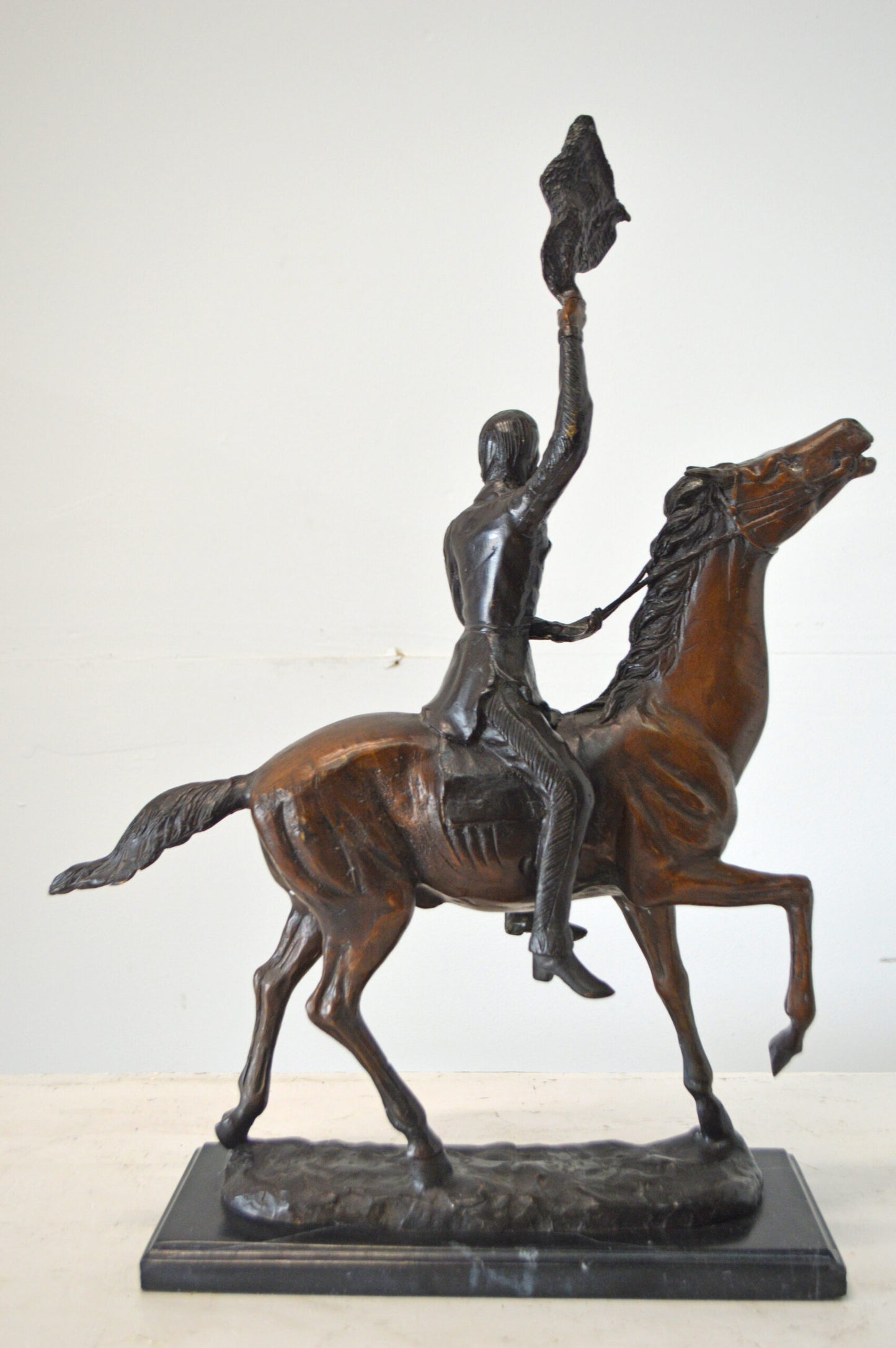 Scalp, a Frederic Remington Replica Bronze Statue - Size: 15"L x 7"W x 19"H.